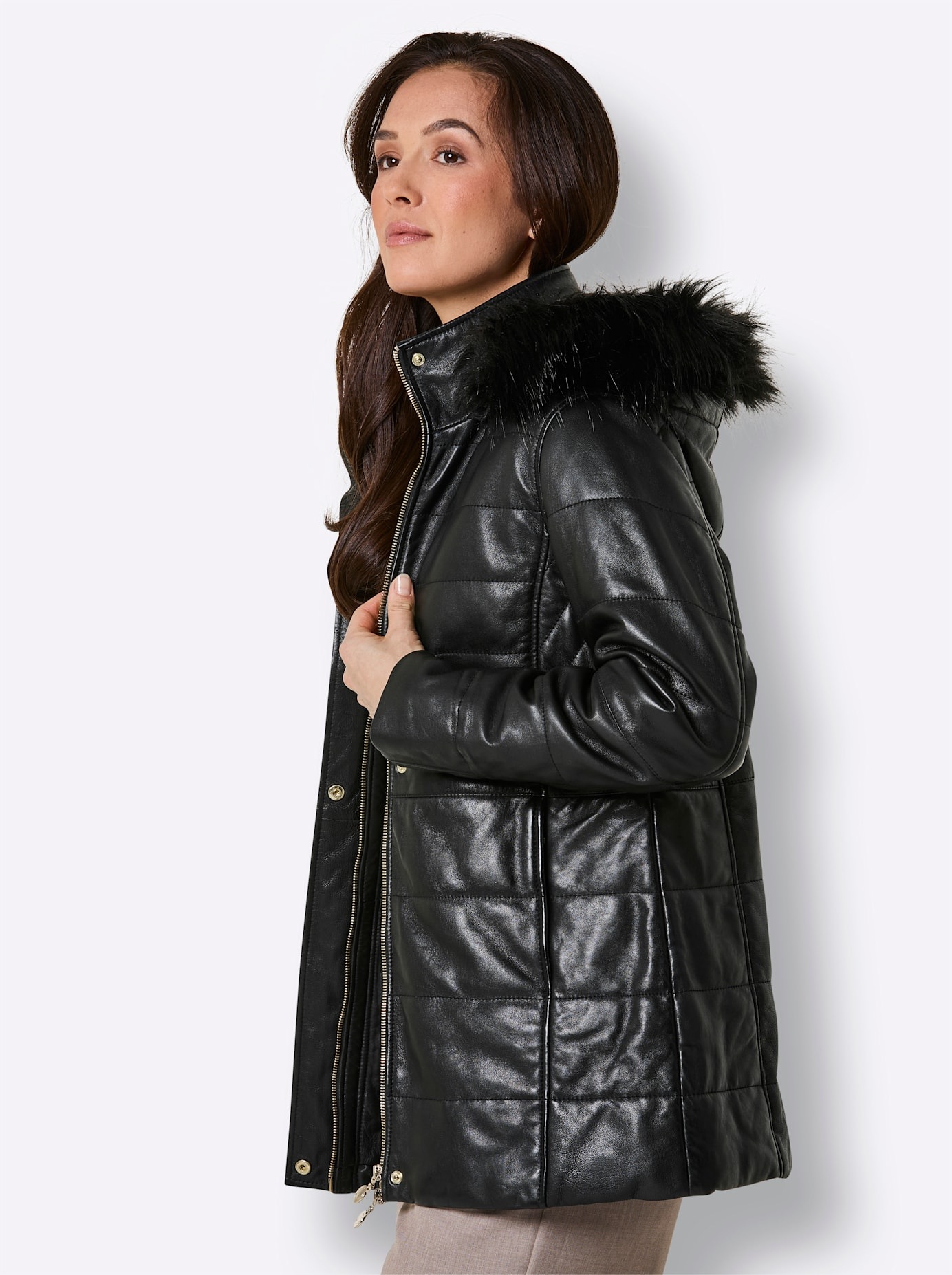 Mainpol Veste en cuir mit Kapuze