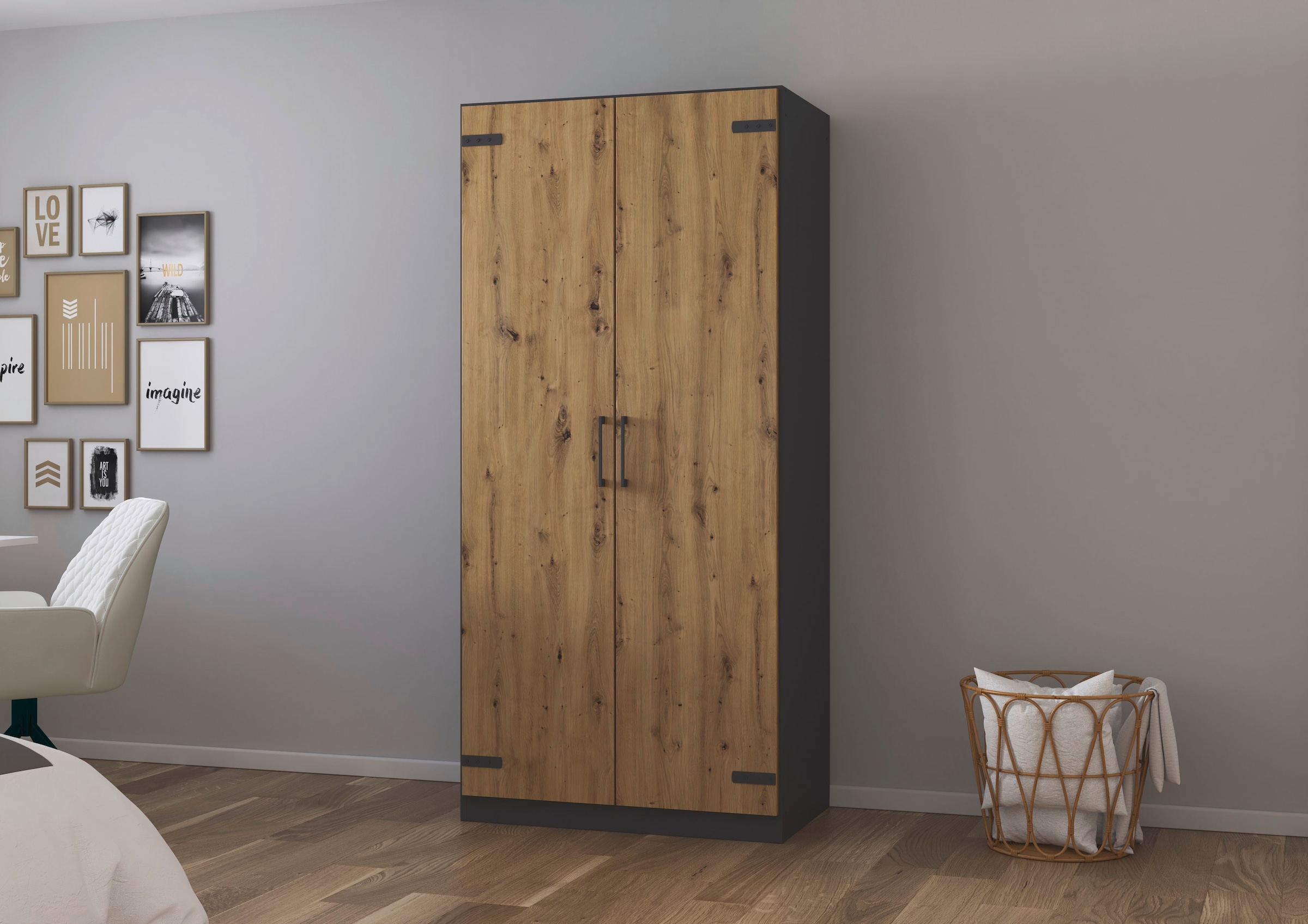 rauch Drehtürenschrank »Kleiderschrank Jugendzimmer Kinderzimmer Stauraum  Holmes« Breite 91/Höhe 197/Tiefe 54cm - Industrial Style - MADE IN GERMANY
