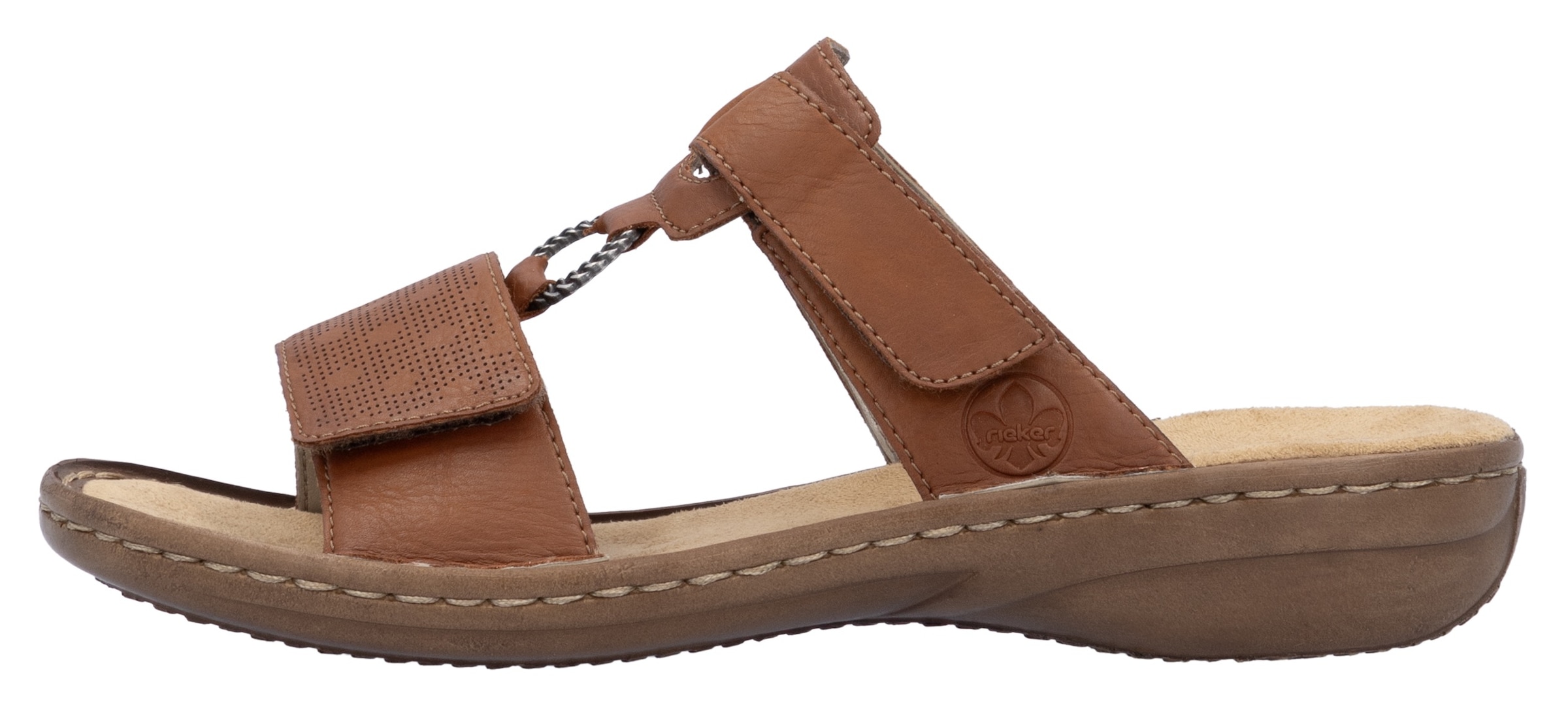 Rieker Pantolette  Sommerschuh, Strandschuh, Klettschuh mit Perforation