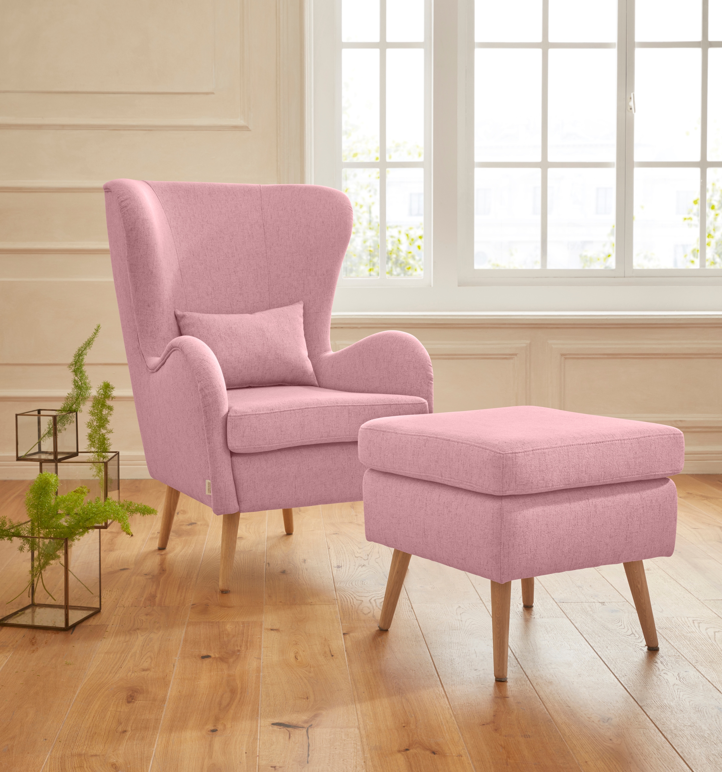 Home affaire Sessel »Sallito, TV-Sessel, Ohrensessel mit« Hocker, in vielen Bezugsqualitäten, auch in Samtcord