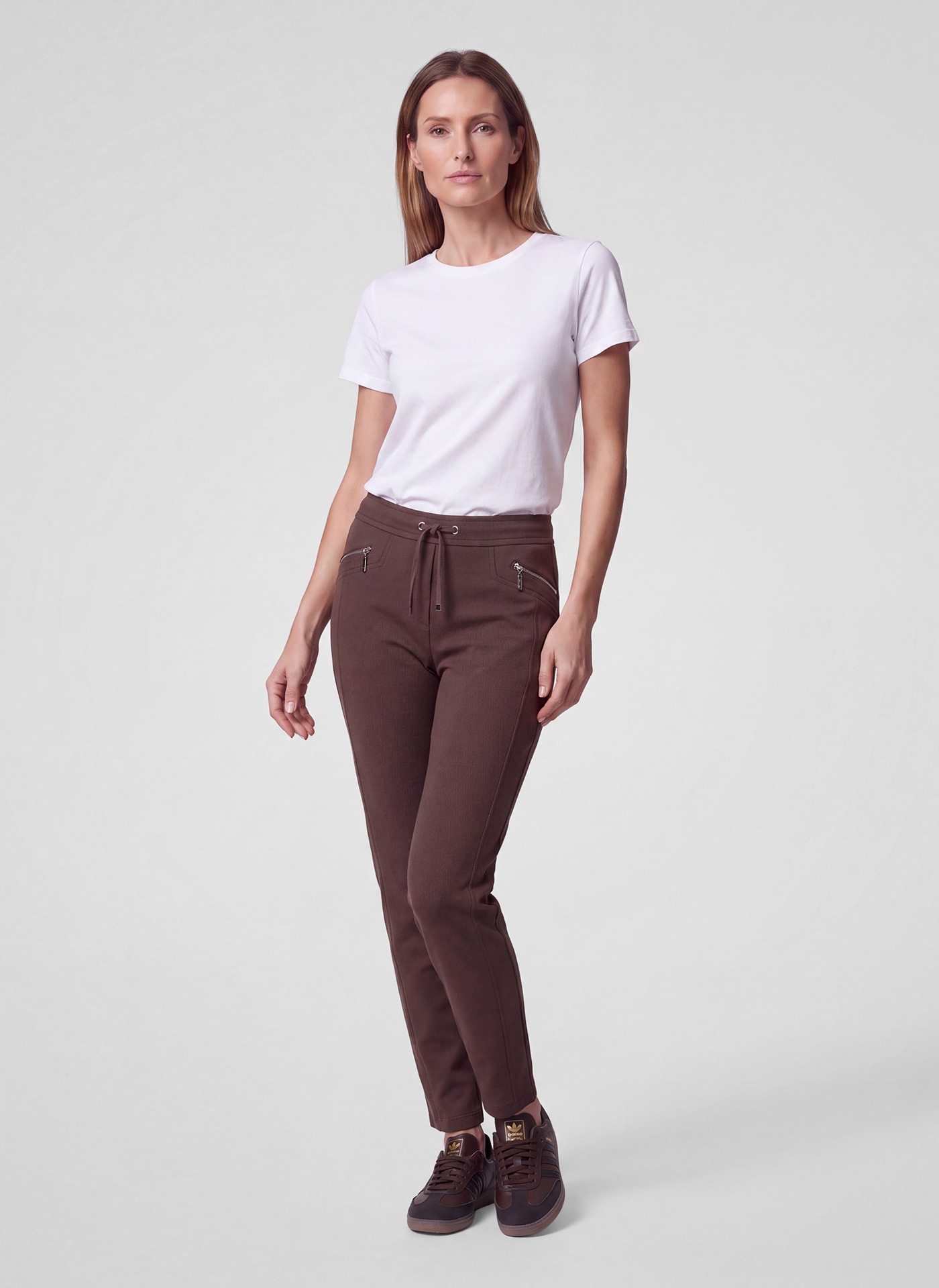 Rabe Pantalon en tissu  avec taille élastique et cordon / viscose stretch