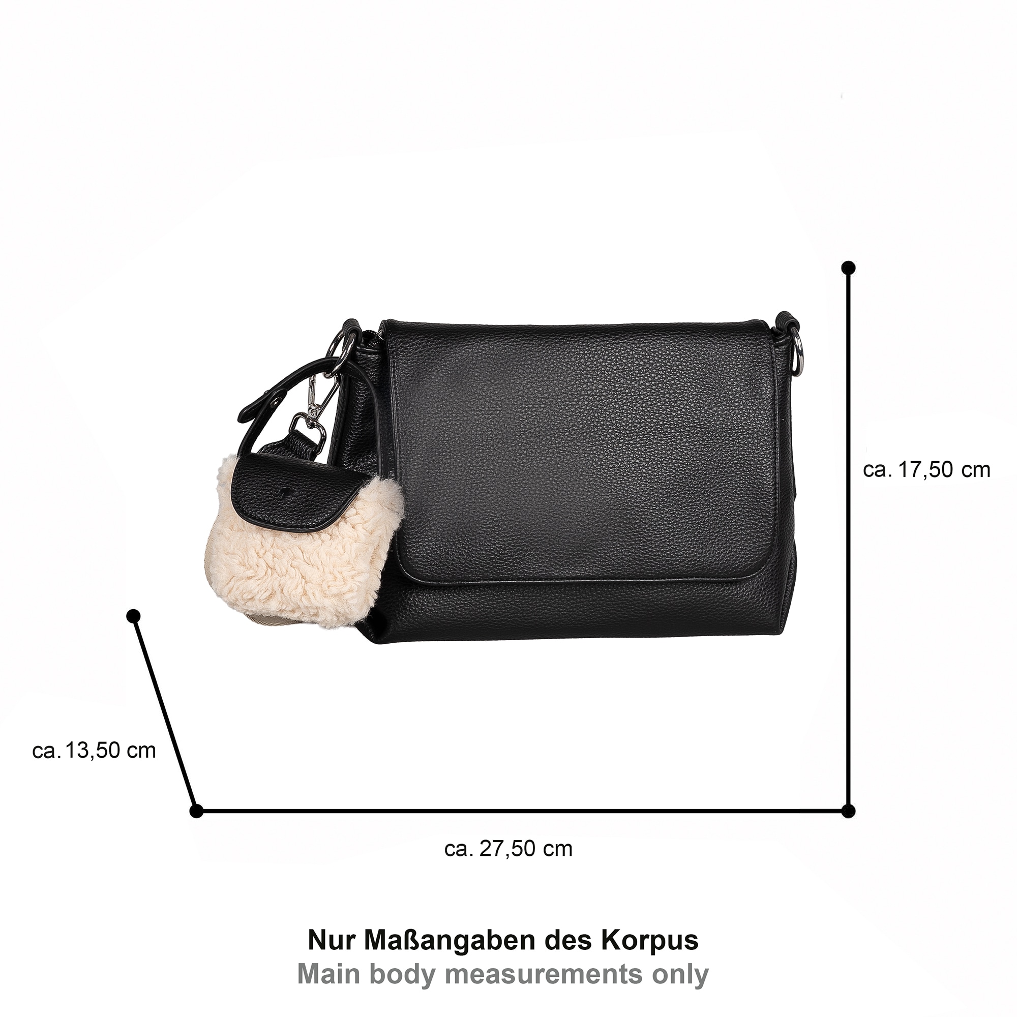 TOM TAILOR Sac à bandoulière »Fania« Sac à épaule pour femme avec pendentif en fausse fourrure