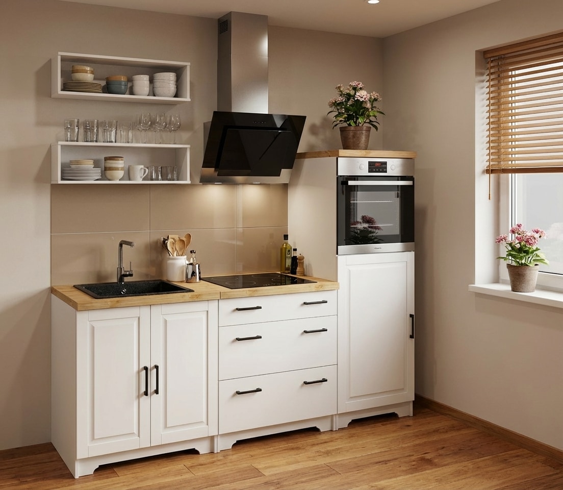 Home affaire Four/réfrigérateur encastrable »Meliss« aus massiver Kiefer, Breite 60 cm, Soft-Close-Funktion