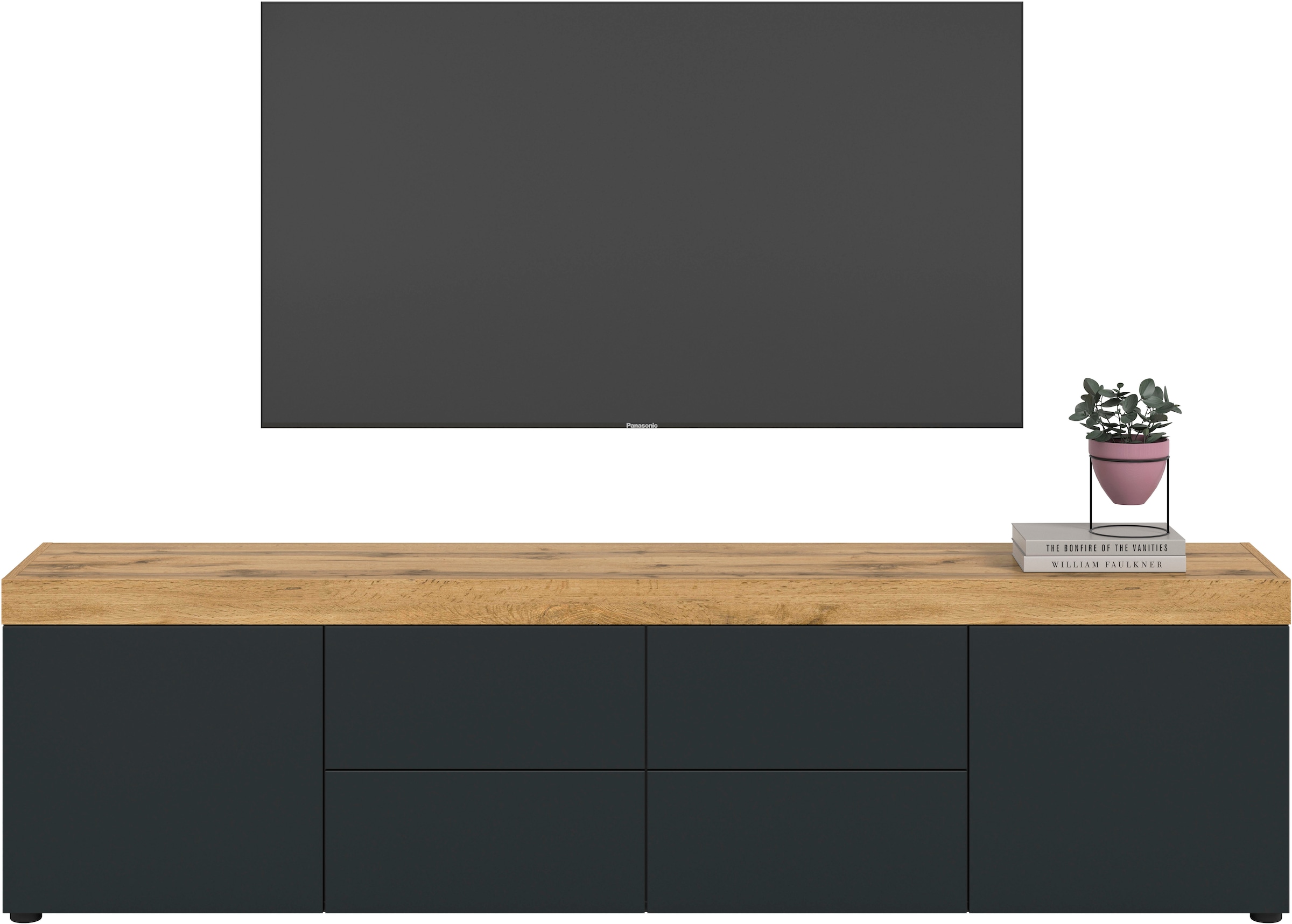 GOODproduct Table basse »MAMBO, Breite 200cm, 2 Türen, 4 Schubkästen, push-2-open« 2 farbige Ausführung, in verschiedenen Farben erhältlich, 1 cuis tlg. Lowboard, TV Unterschrank, Tv-Schrank, Wohnzimmer