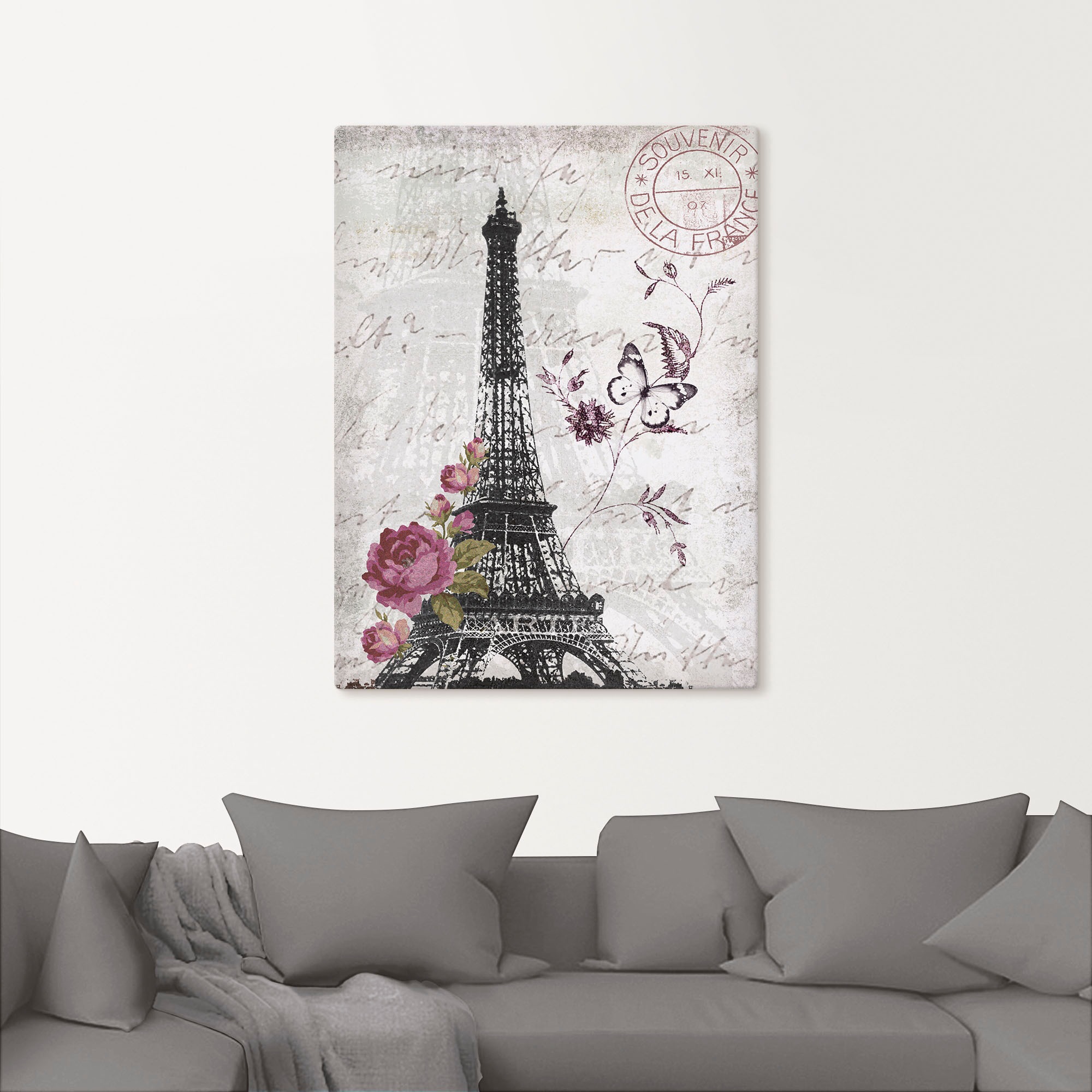 Artland Tableau sur toile »Eiffelturm Grafik« 1 cuis tlg. als Alubild, Outdoorbild, Leinwandbild, Poster, Wandaufkleber