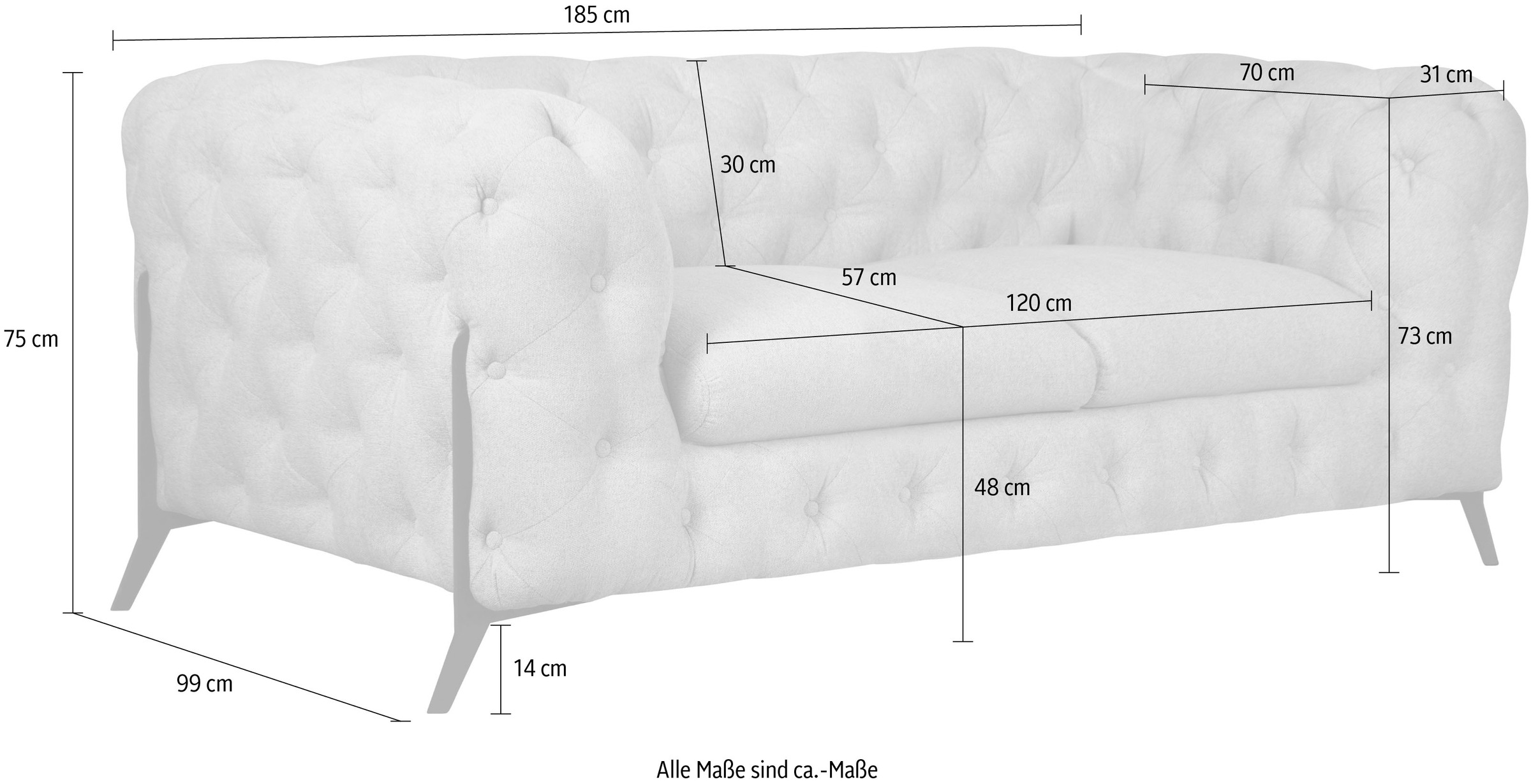 Home affaire Chesterfield-Sofa »Amaury« aufwändige Knopfheftung, moderne Chesterfield Optik, Fussfarbe wählbar