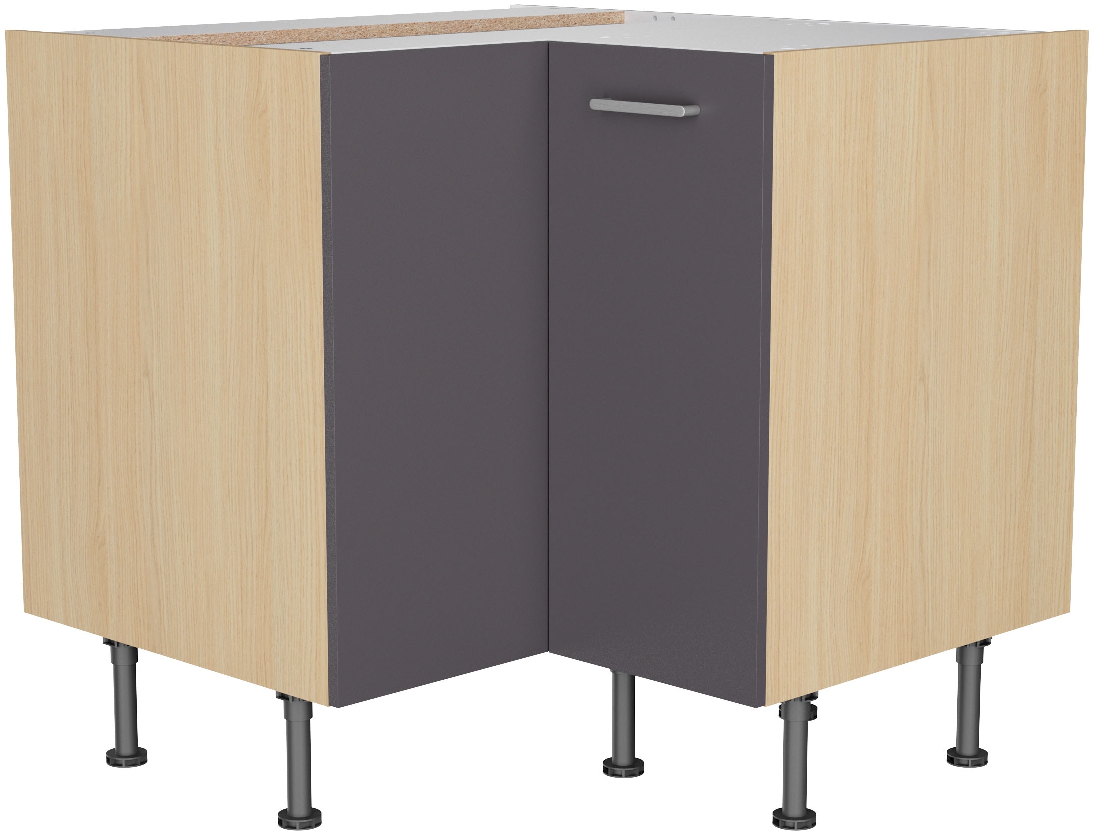 KOCHSTATION Eckunterschrank »KS-Lucy« Breite 90 x 90 cm, mit 2 Türen, Soft-Close, höhenverstellbare Füsse