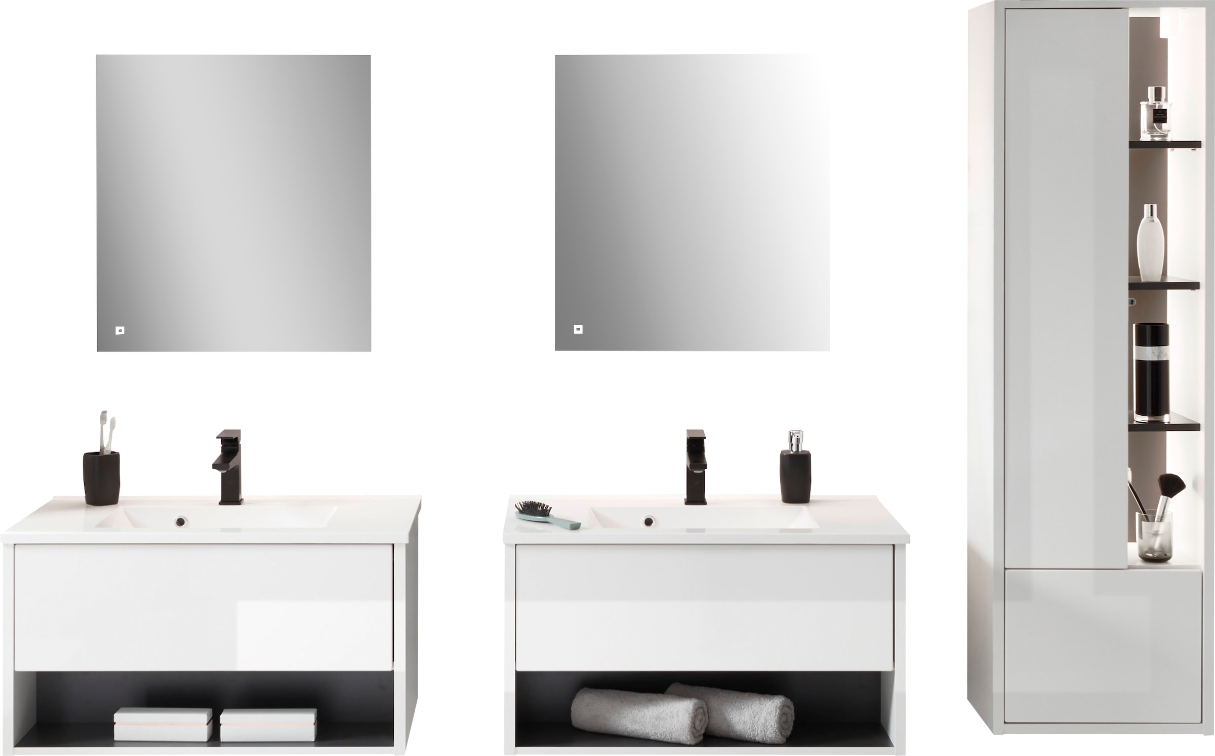 PLACES OF STYLE Badmöbel-Set »Studio Line, Bad im modernen Design, 5-teiliges Badezimmer« 5 Stk. tlg.