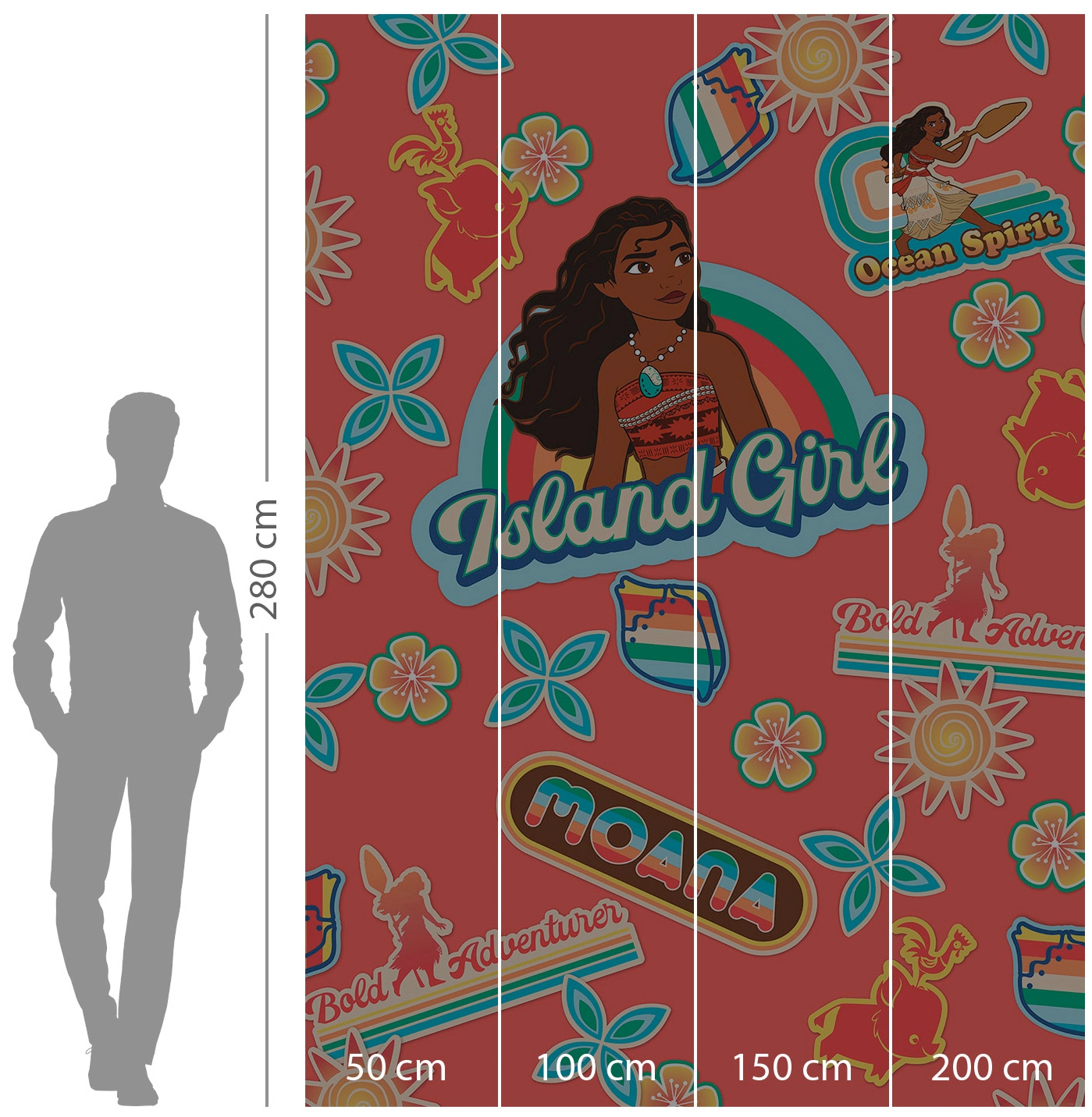 Komar Vliestapete »Digitaldruck Vlies -  Moana Island Girl - Grösse 200 x 280 cm« bedruckt glatt Kinderzimmer