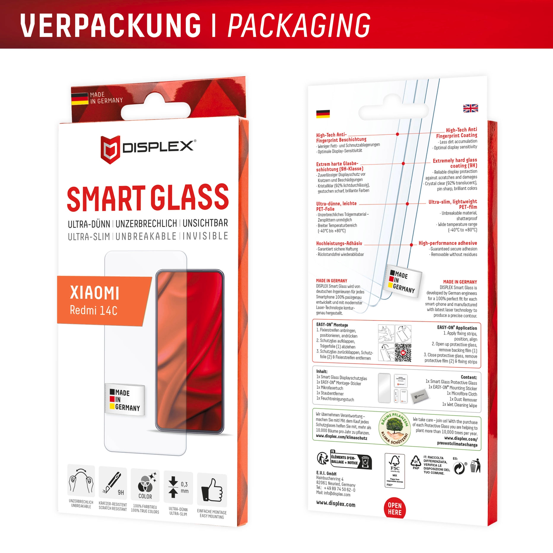 Displex Verre de protection d'écran »Smart Glass« Displayschutzfolie, Schutzfolie, Bildschirmschutz, kratz- & stossfest