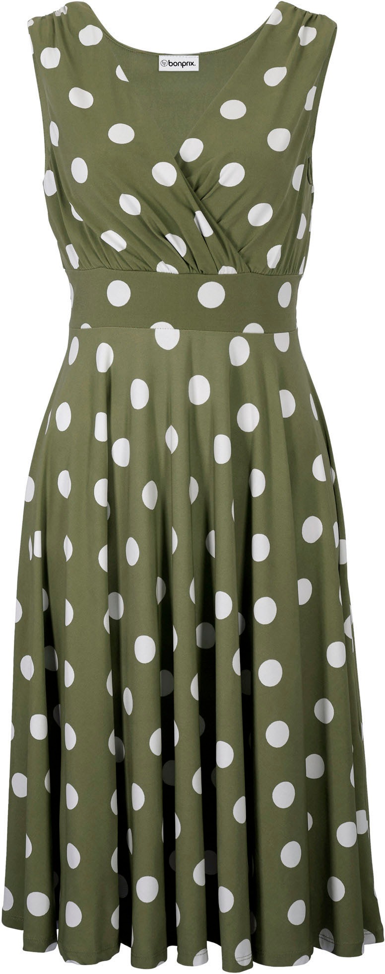 bonprix Shirtkleid mit Punkt-Design, aus Polyester und Elasthan, Regular Fit, ärmellos