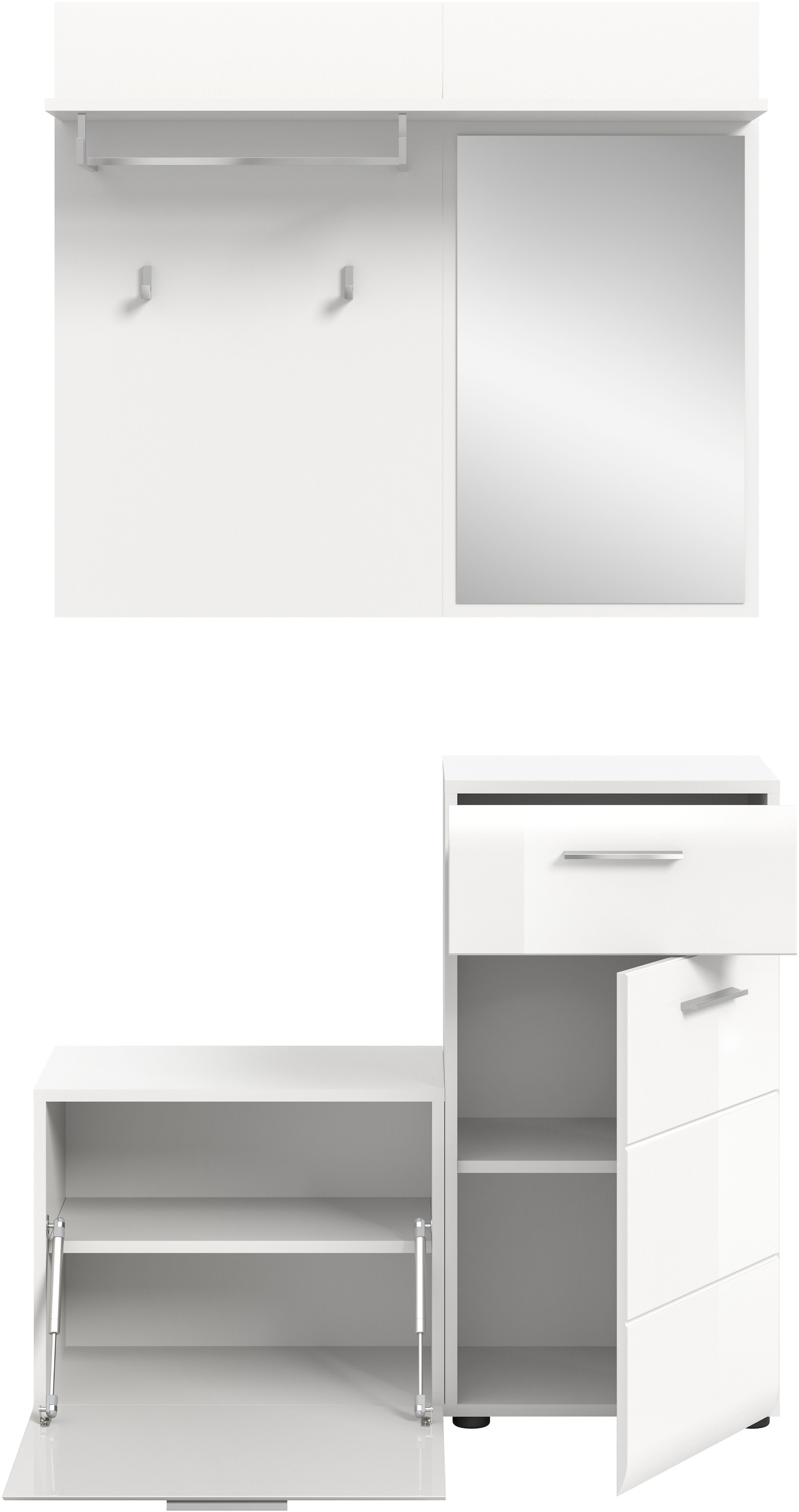 Home affaire Ensemble de vestiaires »FLORENZ, 3tlg., best. aus: Garderobenspiegelpaneel, Sitzbank & Kommode«