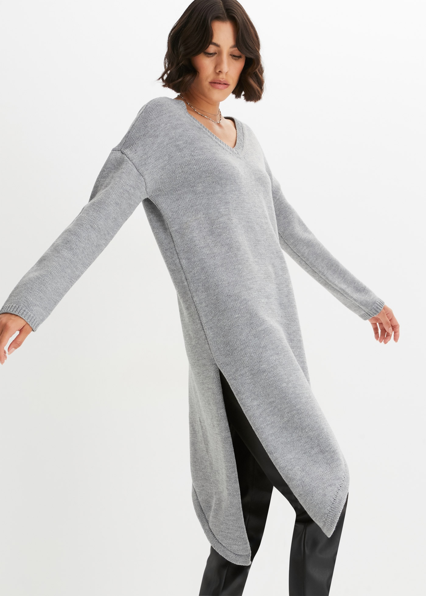 bonprix Pull long »Long-Pullover« aus Polyacryl und Polyester, Oversize Passform, asymmetrischer Saum