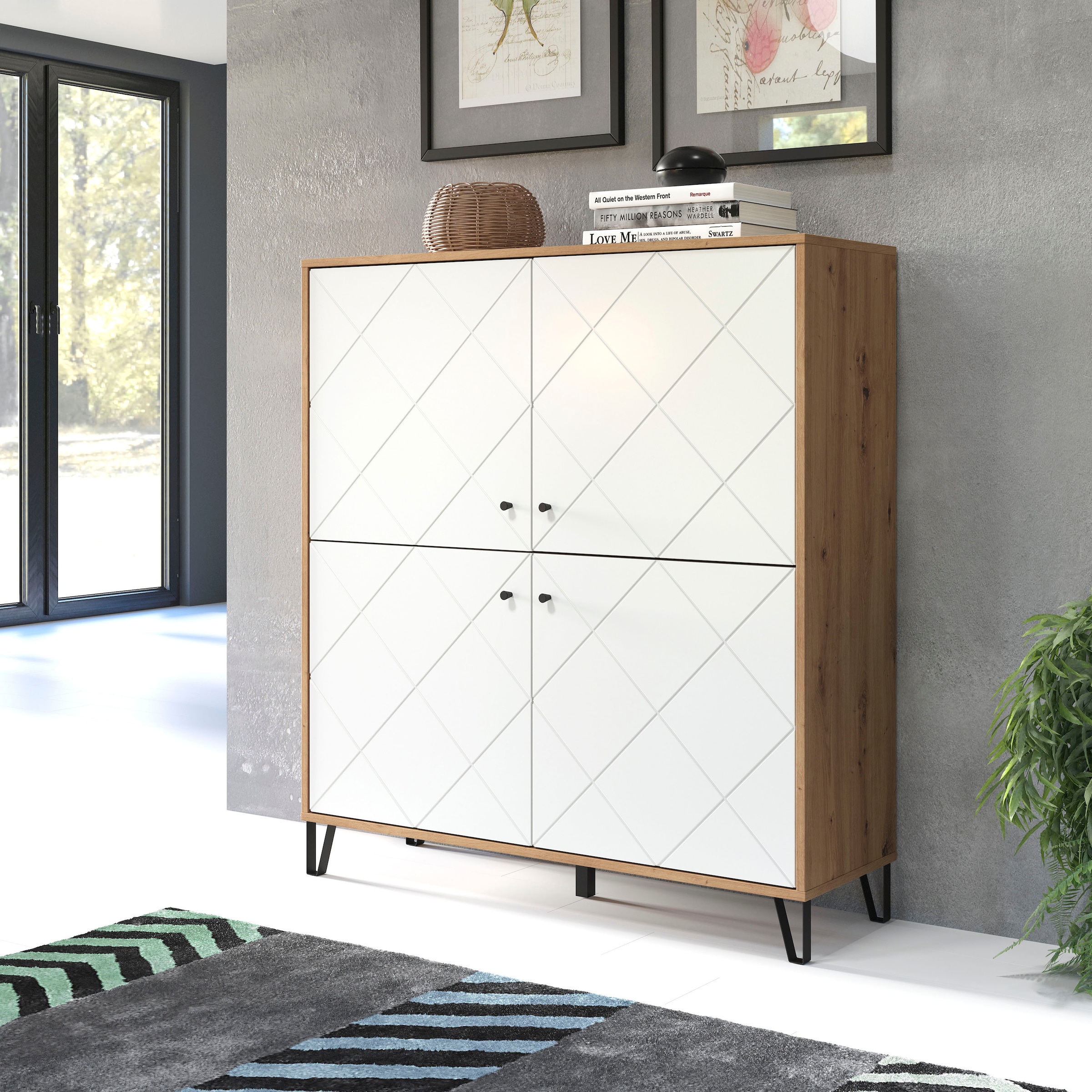 Home affaire Highboard »Tarragona« Highboard mit 4 Türen & Soft-Close - (B/T/H) 123/40/136 cm