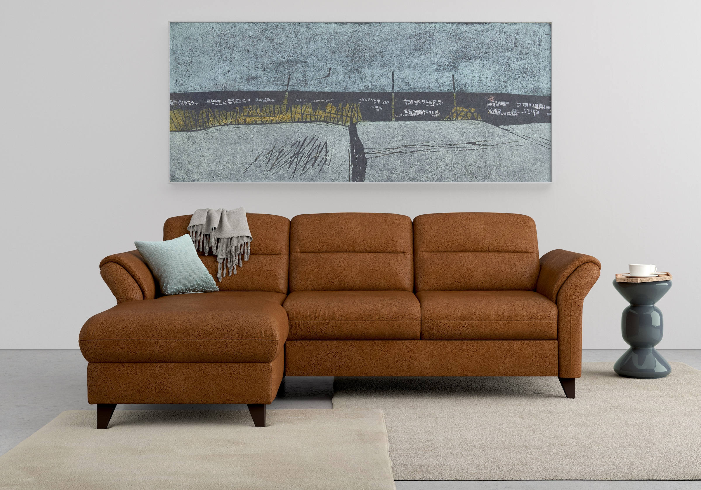 sit&more Canapé d'angle »Mellum L-Form« Federkern, wahlweise mit Bettfunktion, Bettkasten und Armteilfunktion