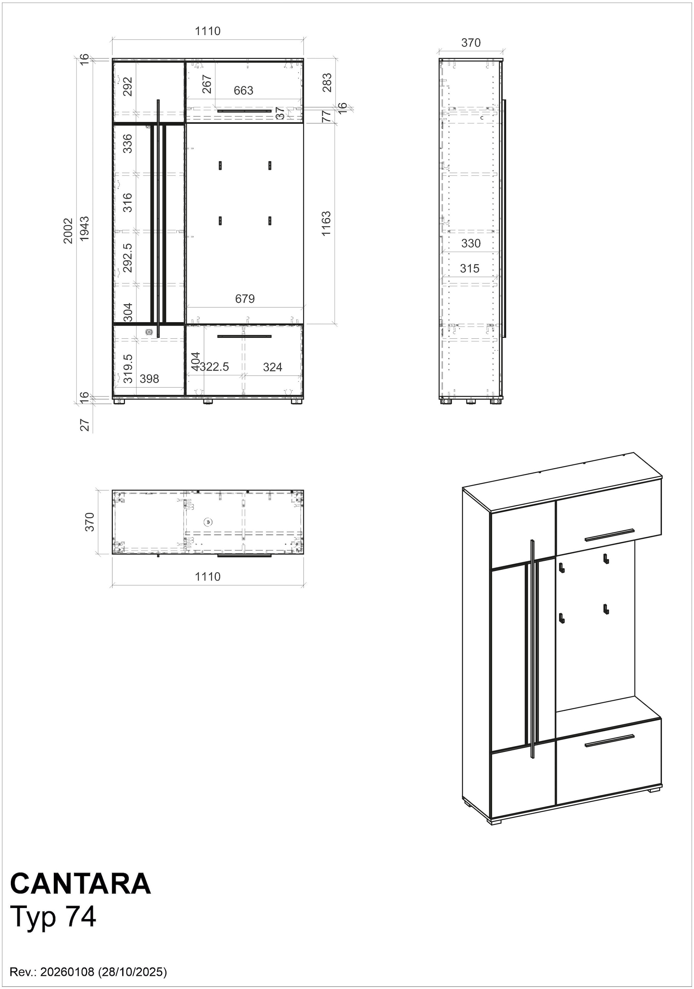 Home affaire Vestiaire compact »Cantara Flurgarderobe, modern, 2 Farben, 111 cm breit« vielseitig einsetzbar, unterschiedliche Stauraummöglichkeiten