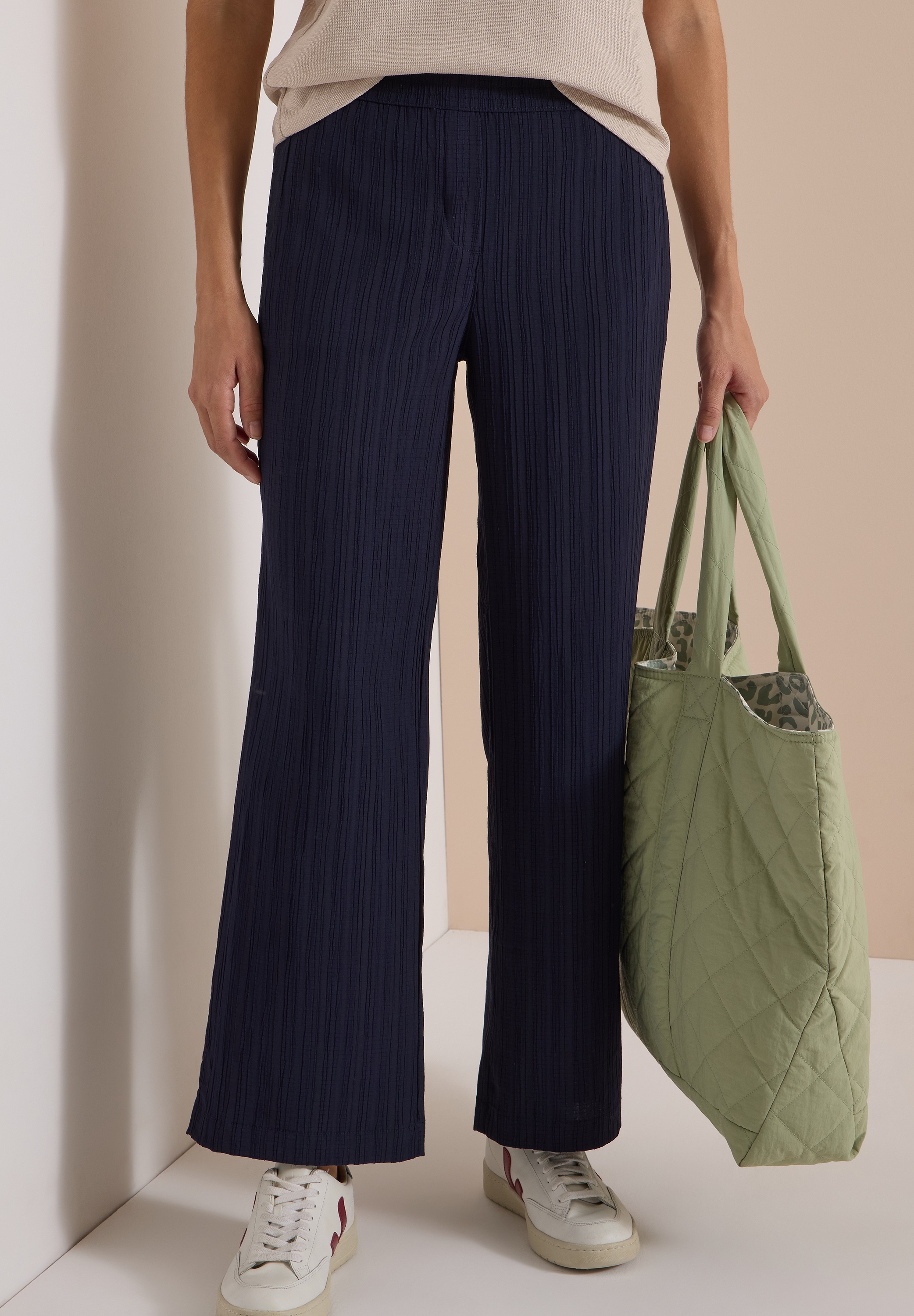 Cecil Pantalon en tissu »Style Neele«  Pantalon d'été en coupe ample avec rayures texturées