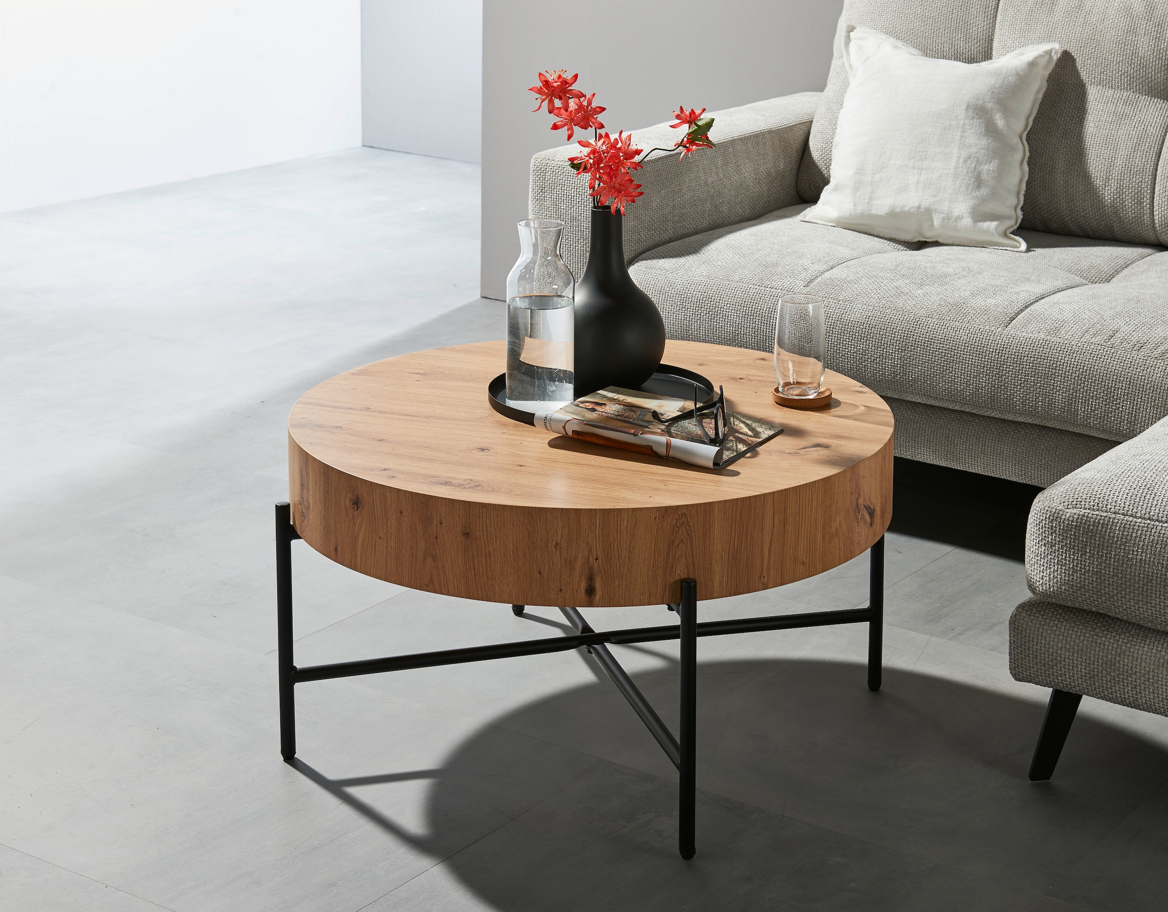 Stolkom Couchtisch »Antonia Couchtisch Ø/H 80x42 cm« 1 Stk. tlg. Durchmesser 80, 4-Fuss Metallgestell