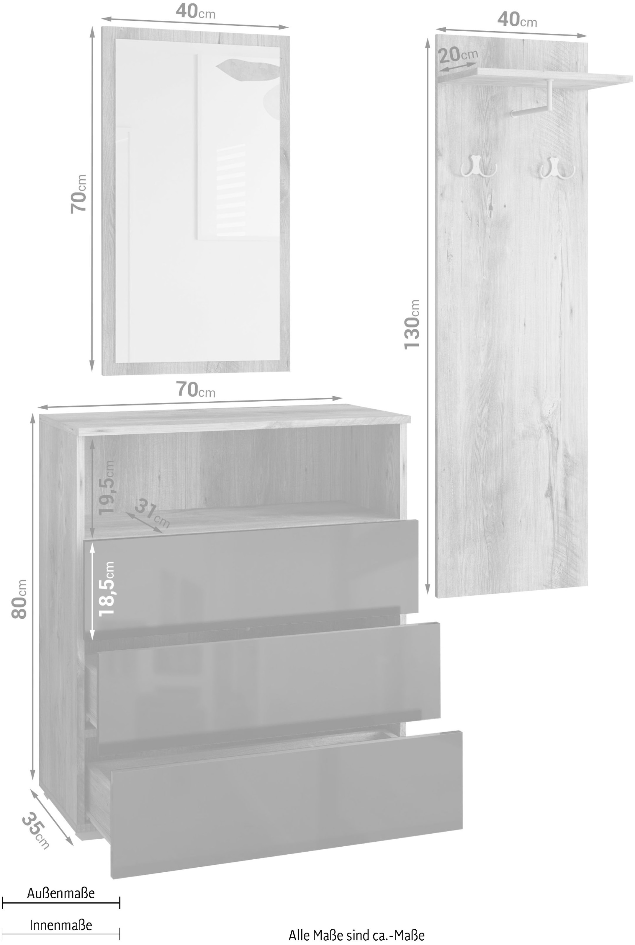 GOODproduct Ensemble de vestiaires »PARIS/ TOKYO« Ensemble complet, 3 cuis tlg.