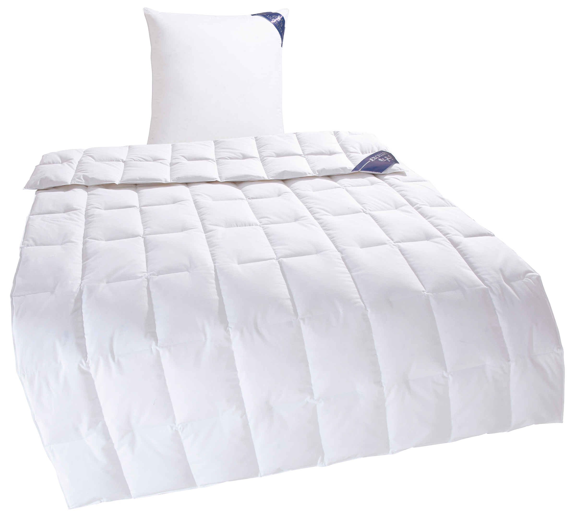 Excellent Couette en duvet + oreiller à 3 compartiments »Venedig, 2-tlg, hergestellt in Deutschland, verschiedene Grössen« Decke mit Kissen,Set, Sommer, Winter, Bettdecke 135x200 cm, 155x220 cm