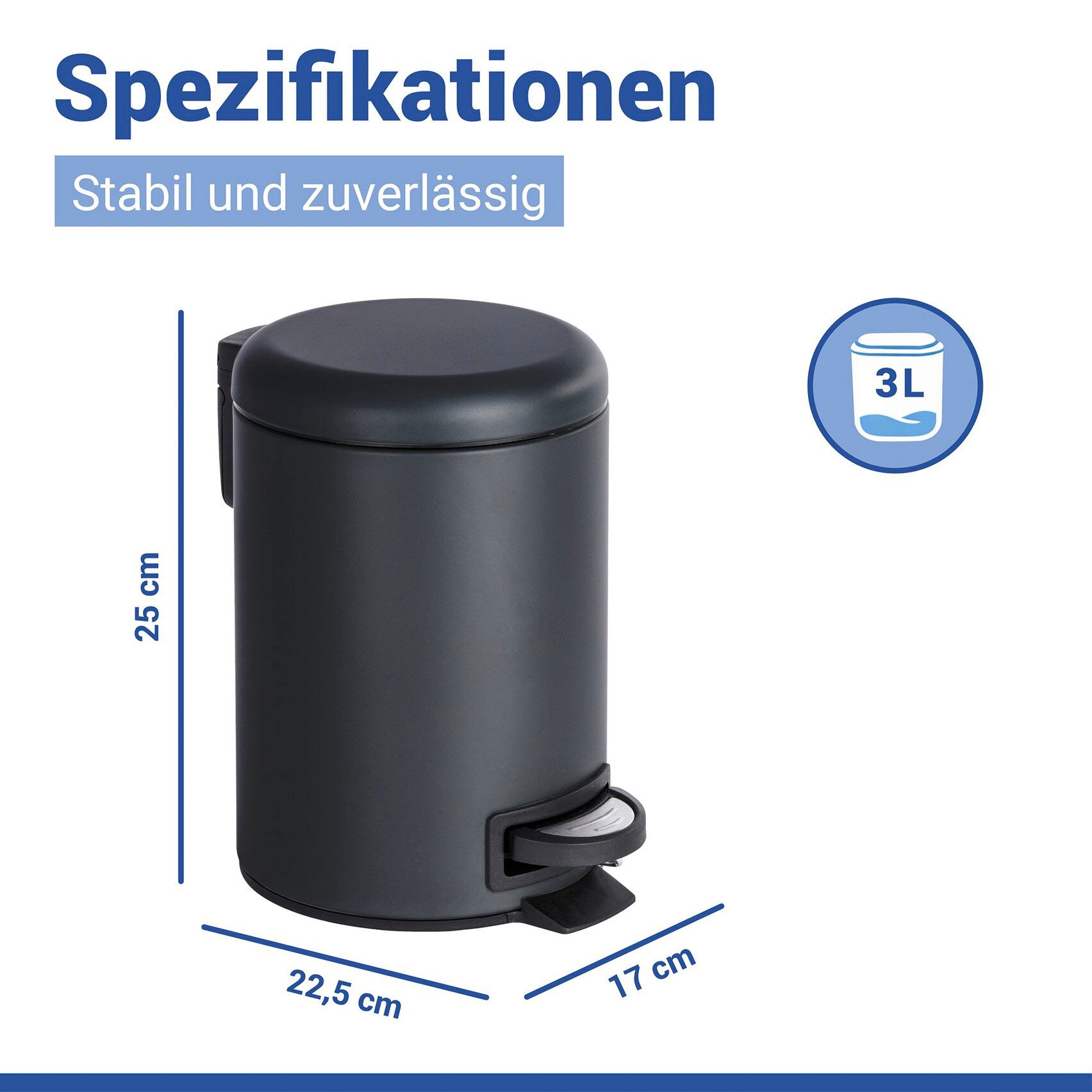 WENKO Seau à cosmétique »Leman« 3 litres, LxPxH : 17x25x22,5 cm