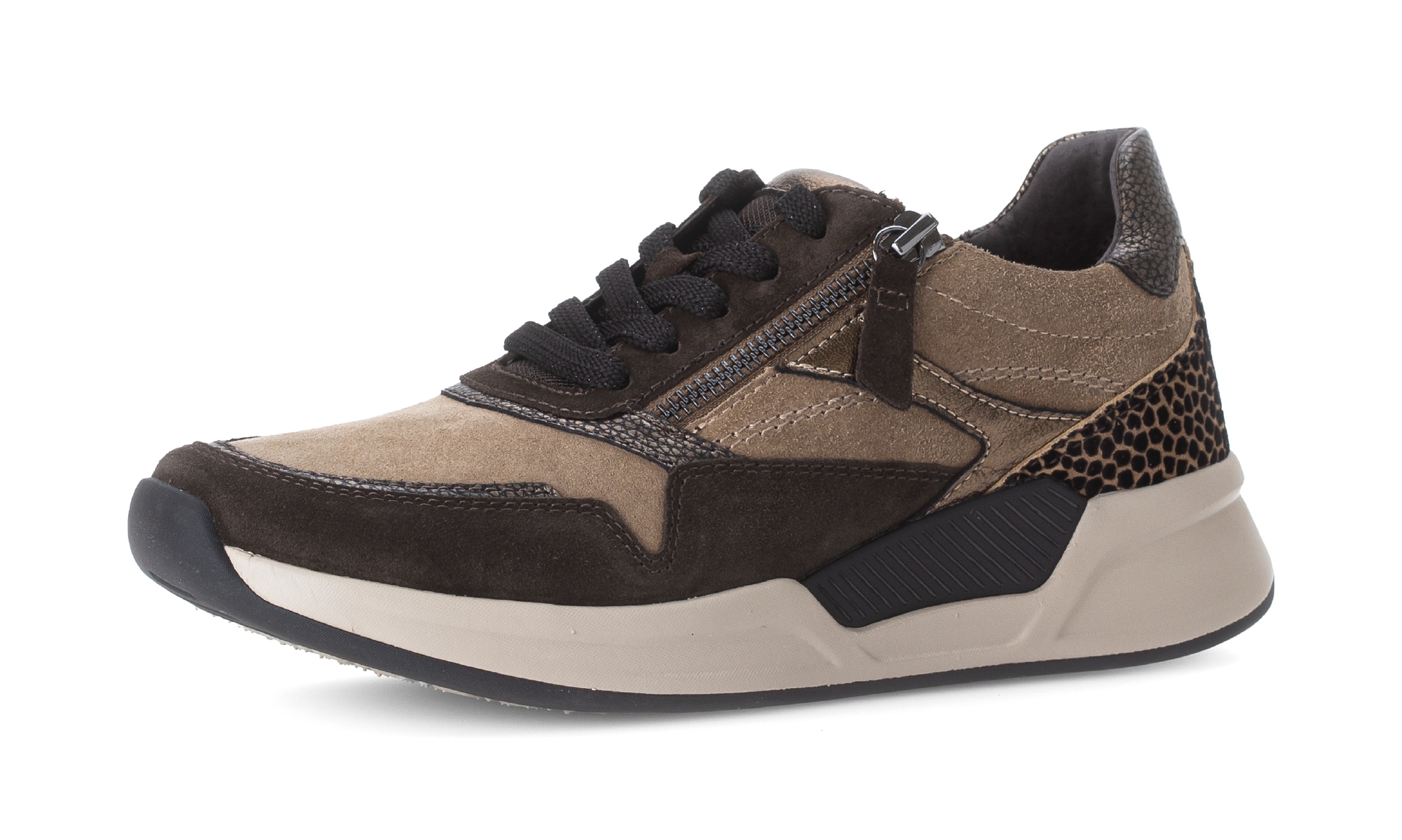 rollingsoft Baskets compensées  chaussure à lacets, chaussure basse, chaussure de loisirs avec fermeture éclair latérale