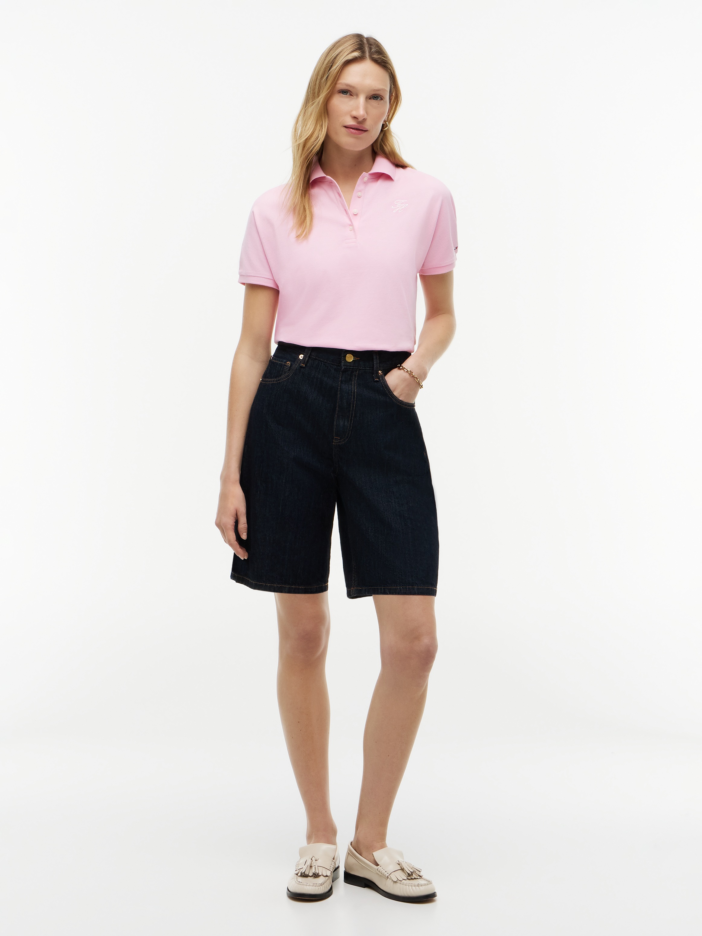 Tommy Hilfiger Poloshirt »TH SCRIPT MODERN SS POLO« Baumwollmischung, Polokragen, kurze Knopfleiste