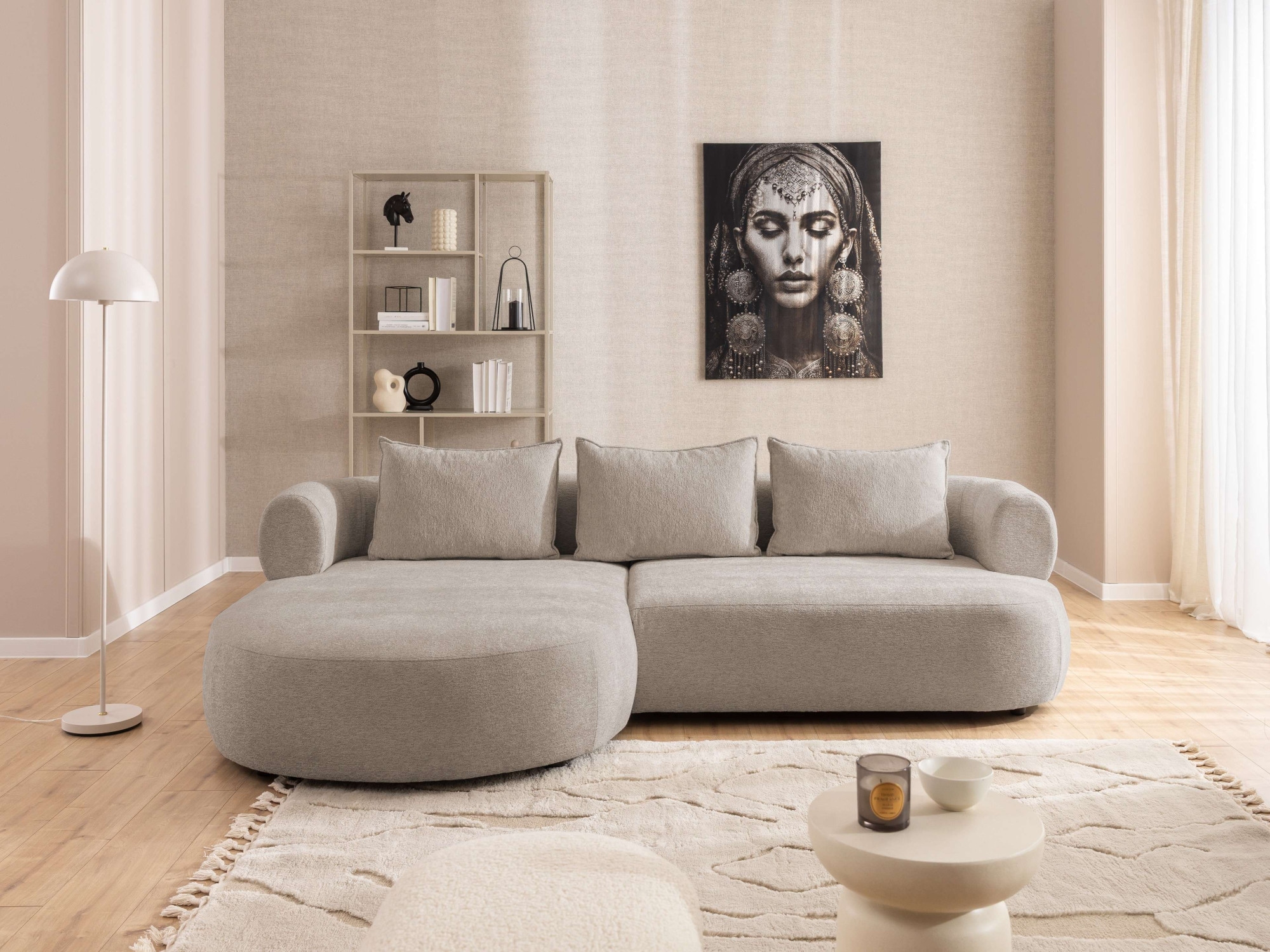 Home affaire Canapé d'angle »LUSSAC L-Form Design-Sofa mit Zierkissen, Masse B/T/H: 257/159/78 cm« grand confort d'assise et design moderne, canapé sans fonction lit