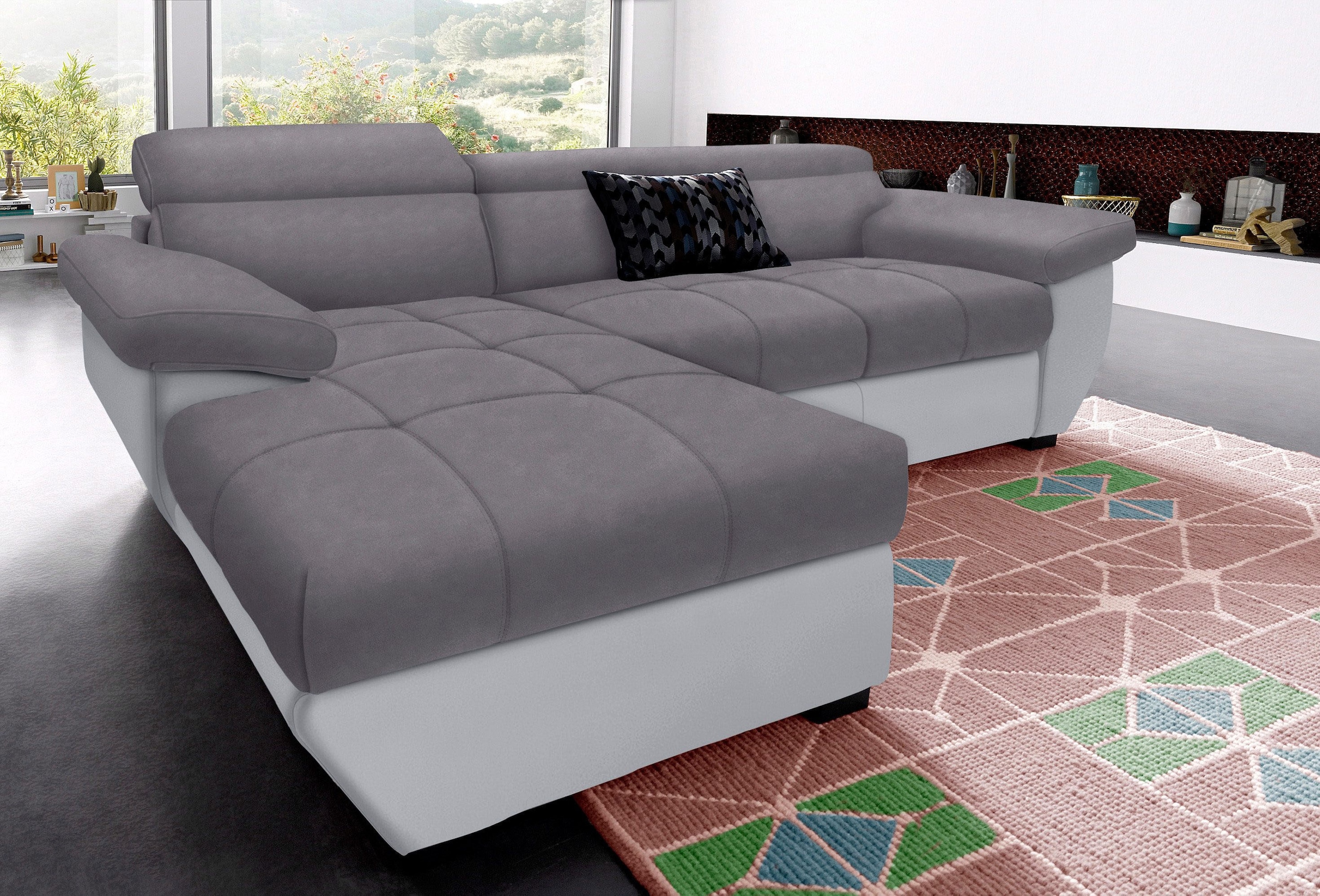 COTTA Canapé d'angle »Speedway L-Form« mit Kopfteilverstellung, wahlweise mit Bettfunktion & Bettkasten