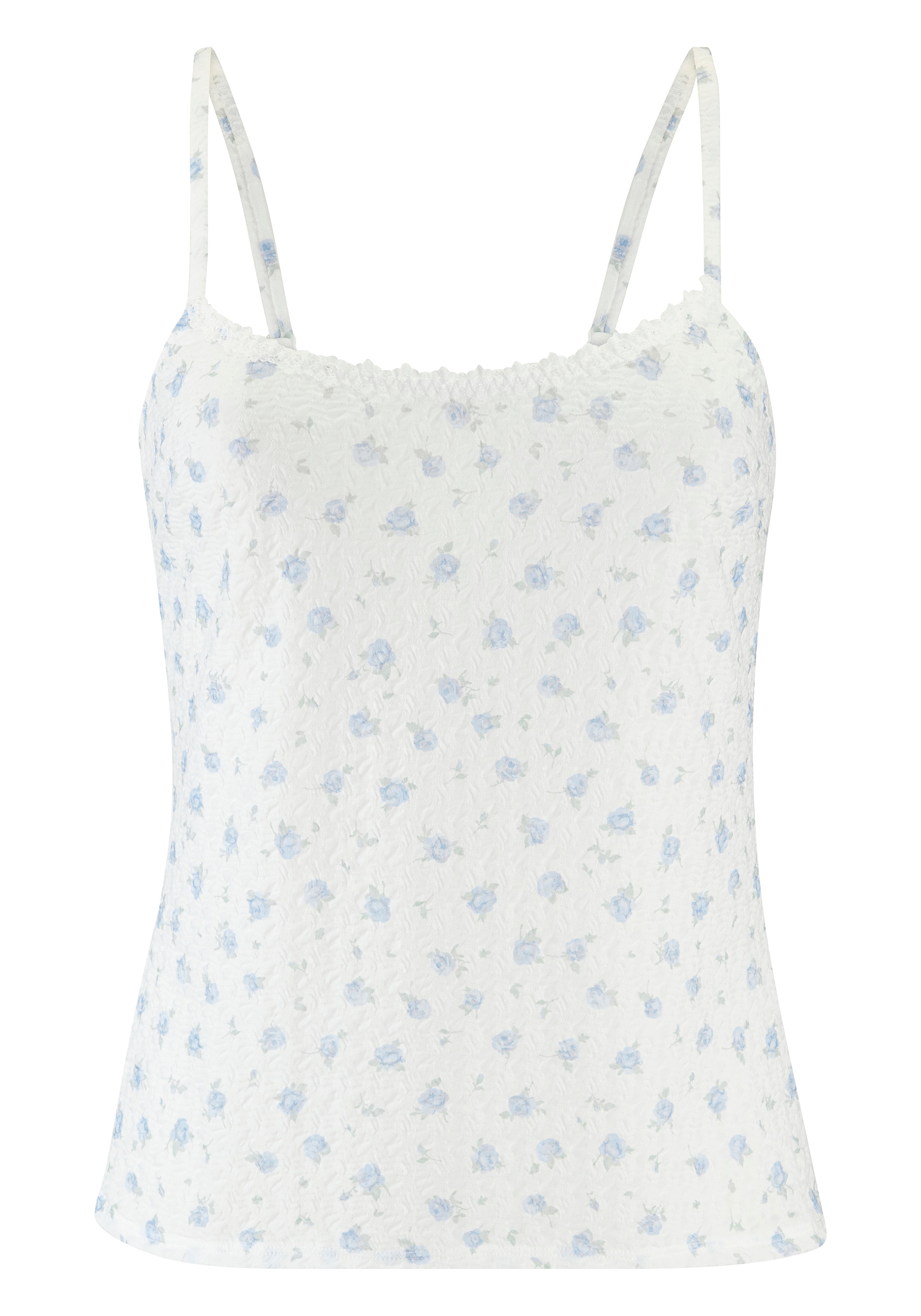 Vivance Top à bretelles spaghetti »Rosali« en matière douce avec motif floral en aspect légèrement transparent