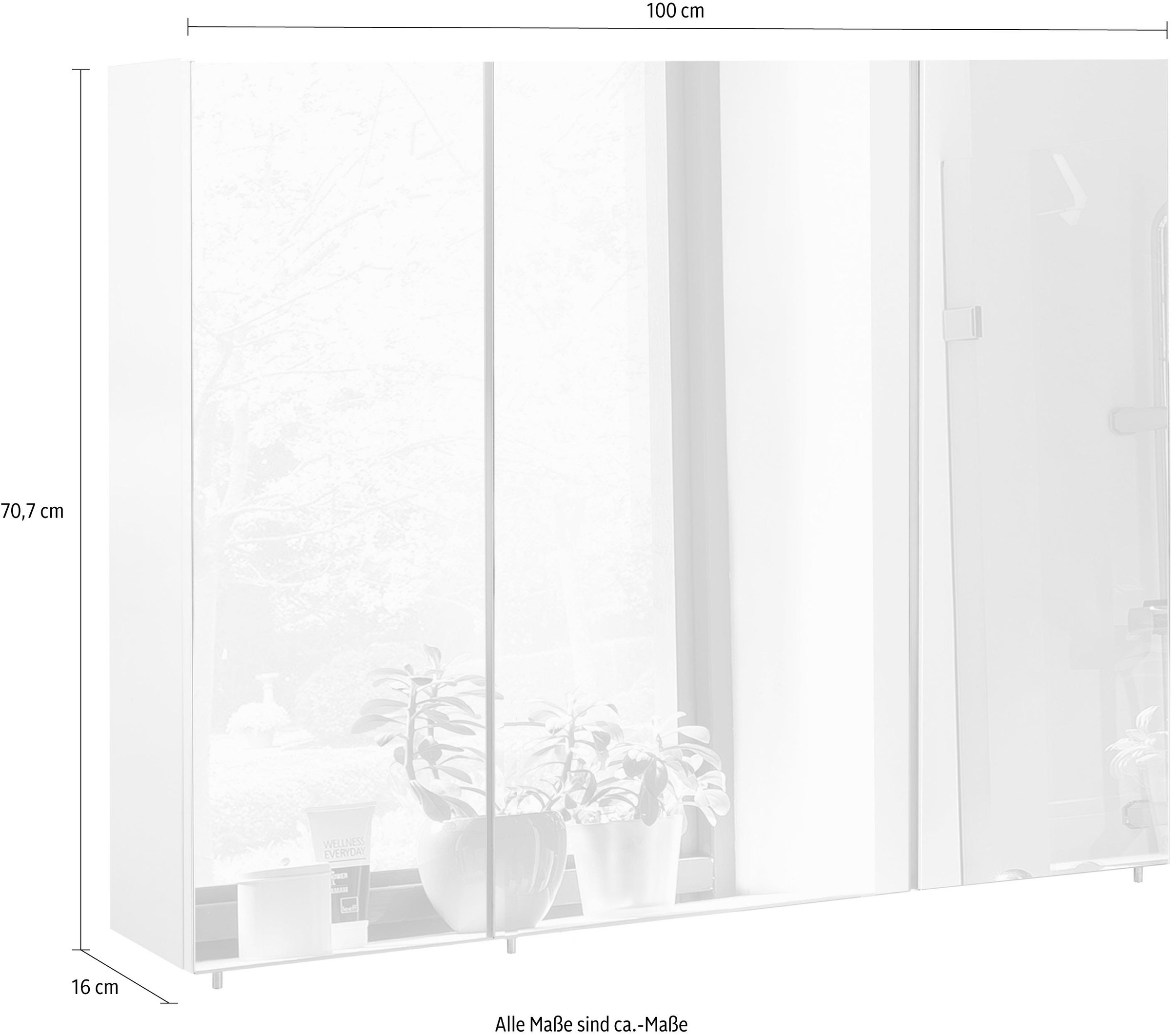Schildmeyer Spiegelschrank »Basic« Breite 100 cm, 3-türig, Glaseinlegeböden, Made in Germany