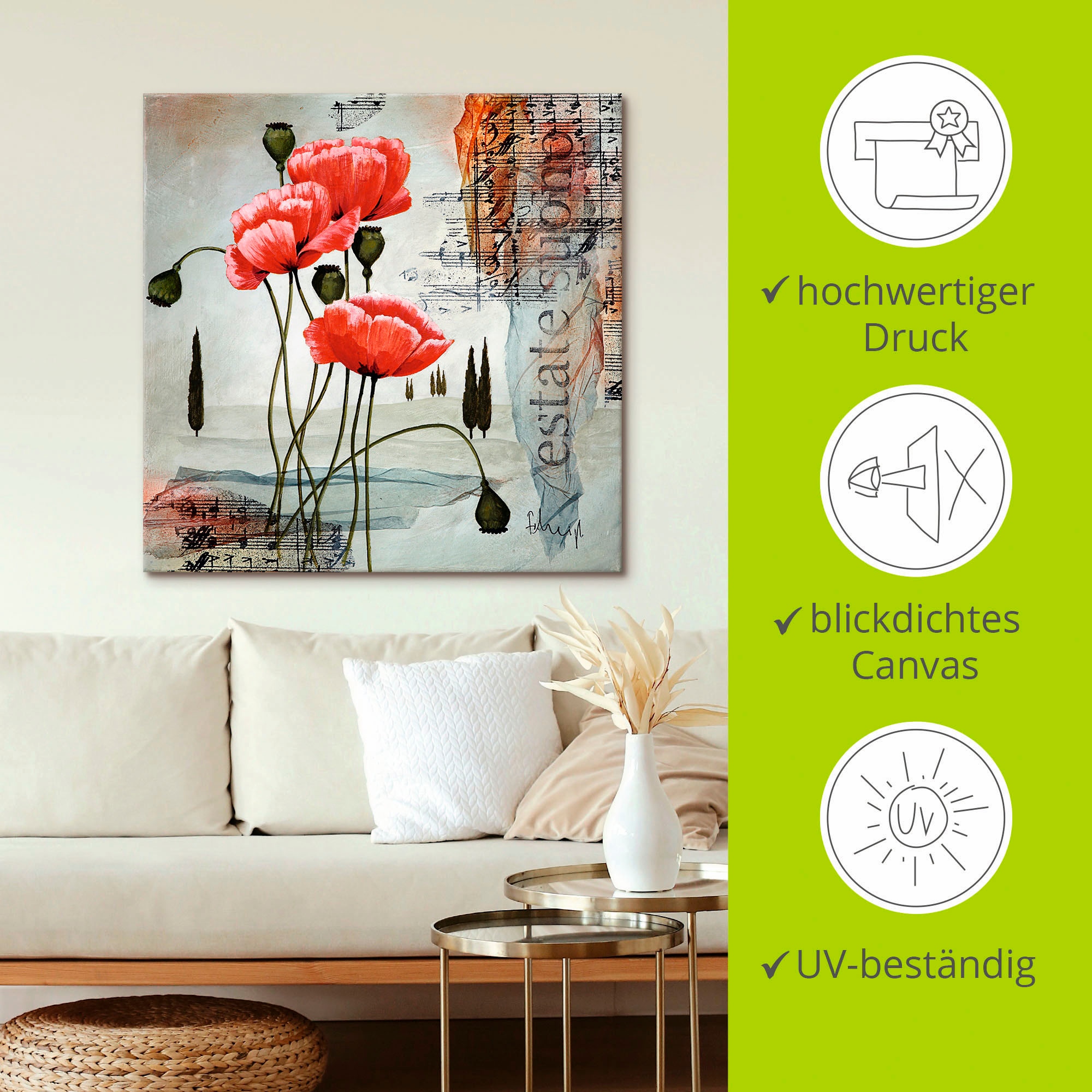 Artland Wandbild »Klatschmohn« Blumen 1 Stk. tlg. als Leinwandbild, Poster in verschied. Grössen