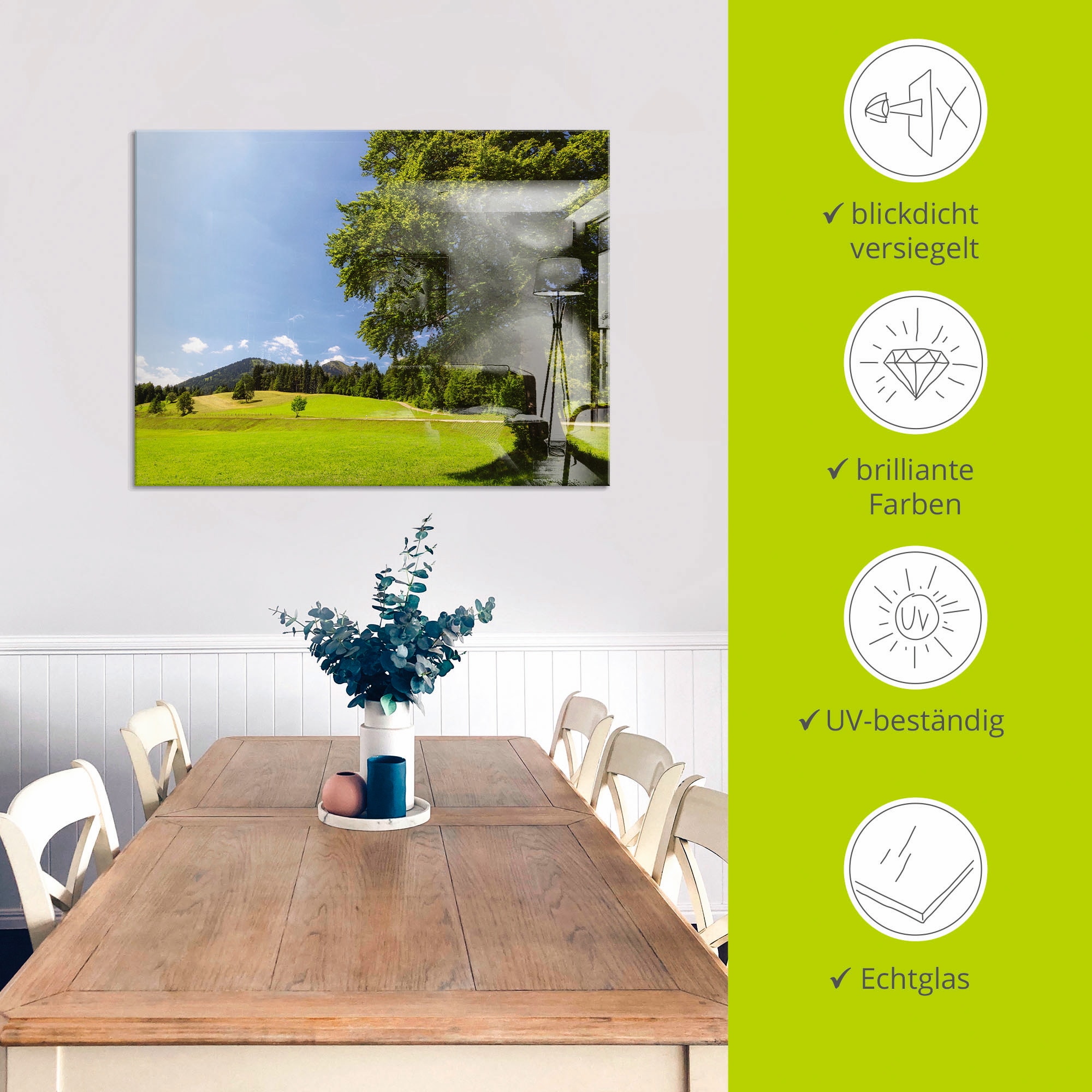 Artland Glasbild »Bayrische Landschaft« Wiesen & Bäume 1 Stk. tlg. in verschiedenen Grössen