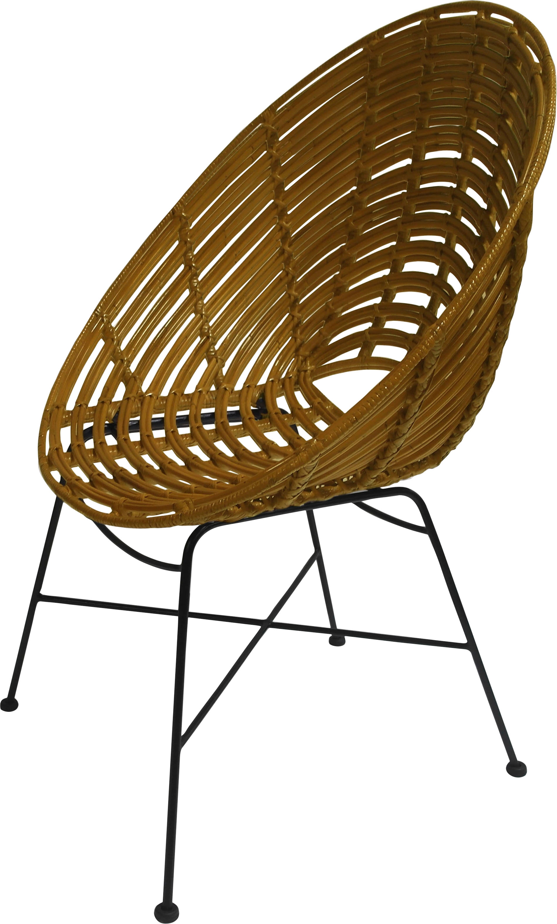 SIT Chaise en rotin »Rundsitz Rattan Metall Schwarz Natur Lounge Design« () 1 cuischaise en rotin avec assise ronde en rotin & métal design lounge