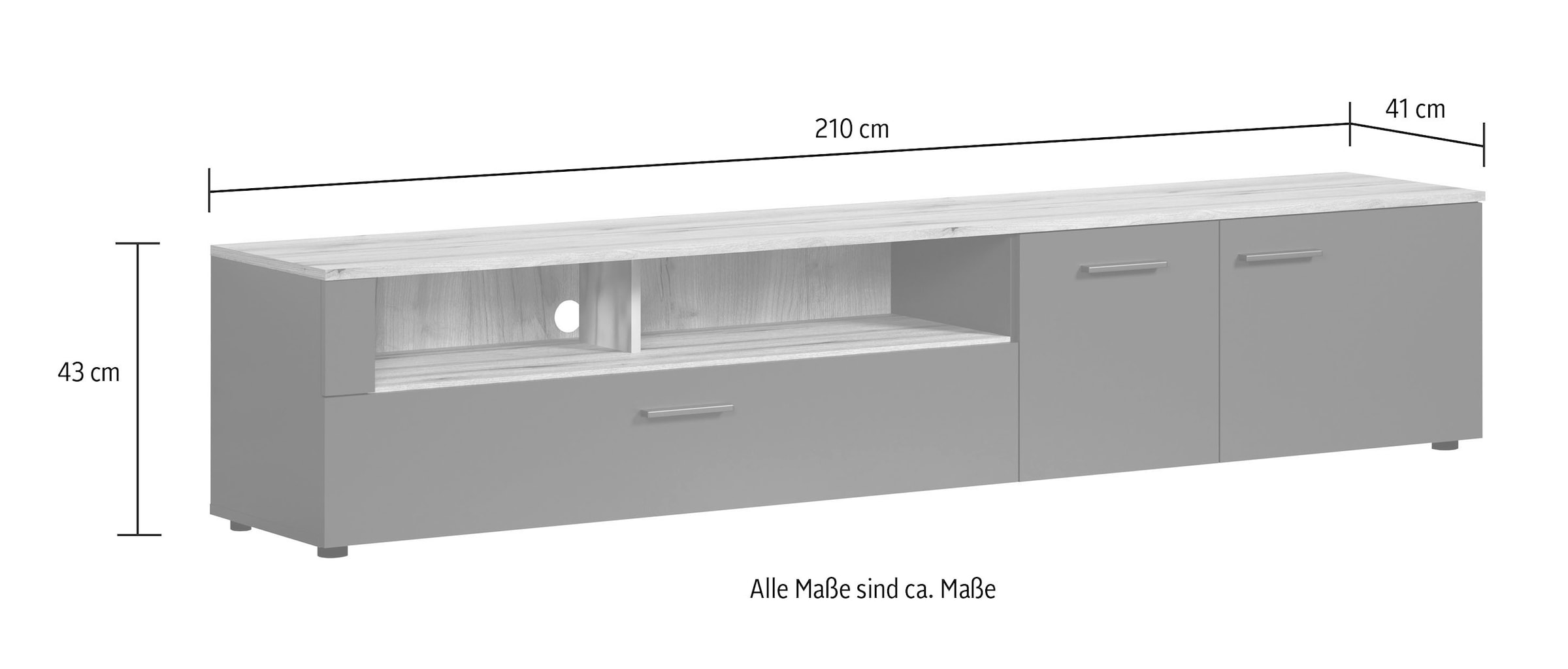 Home affaire Table basse »Estepona TV-Kommode« 1 cuis tlg. TV-Board, Breite 210 cm, Elegant und modern