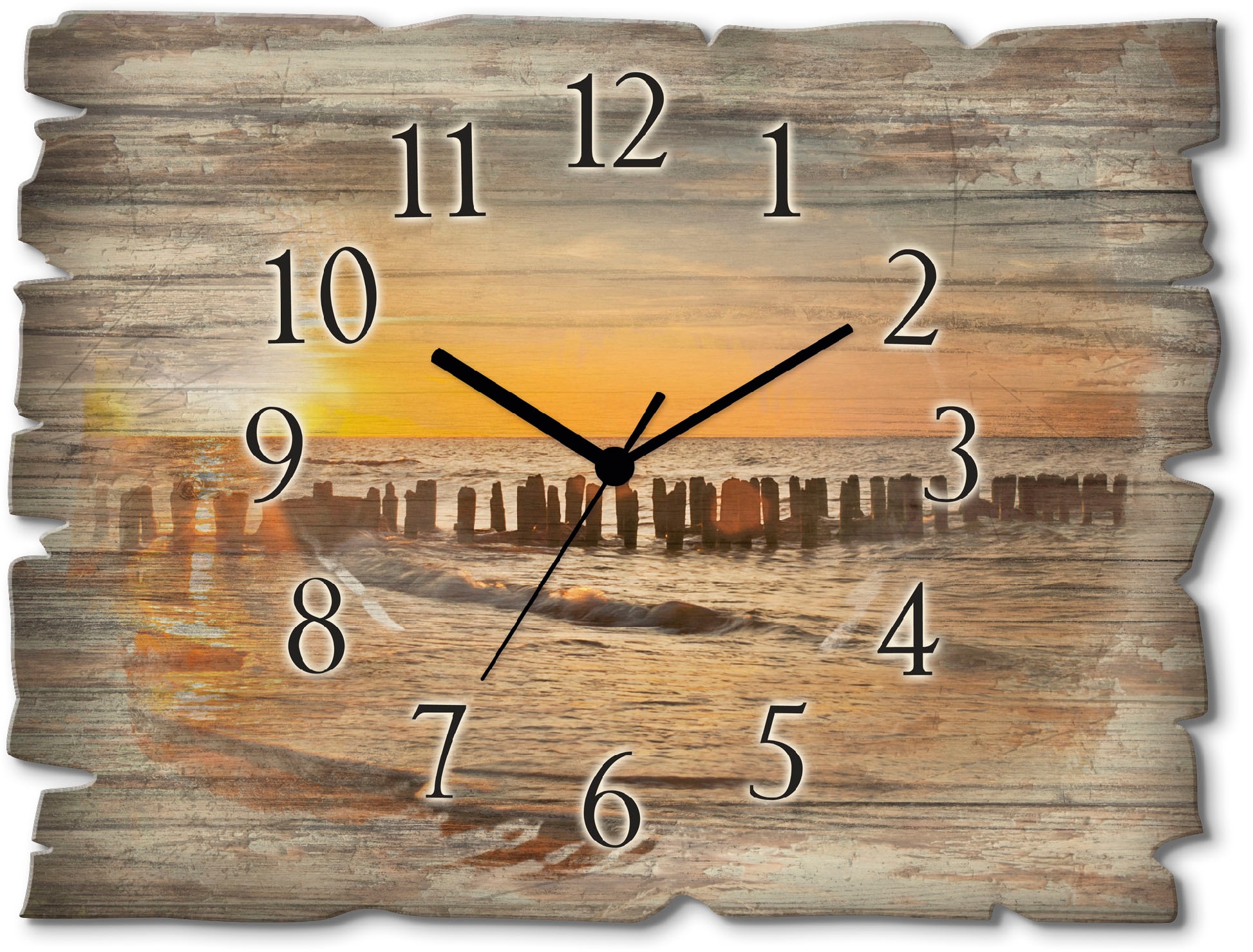 Artland Horloge murale »Schöner Sonnenuntergang am Strand« wahlweise mit Quarz- oder Funkuhrwerk, lautlos ohne Tickgeräusche