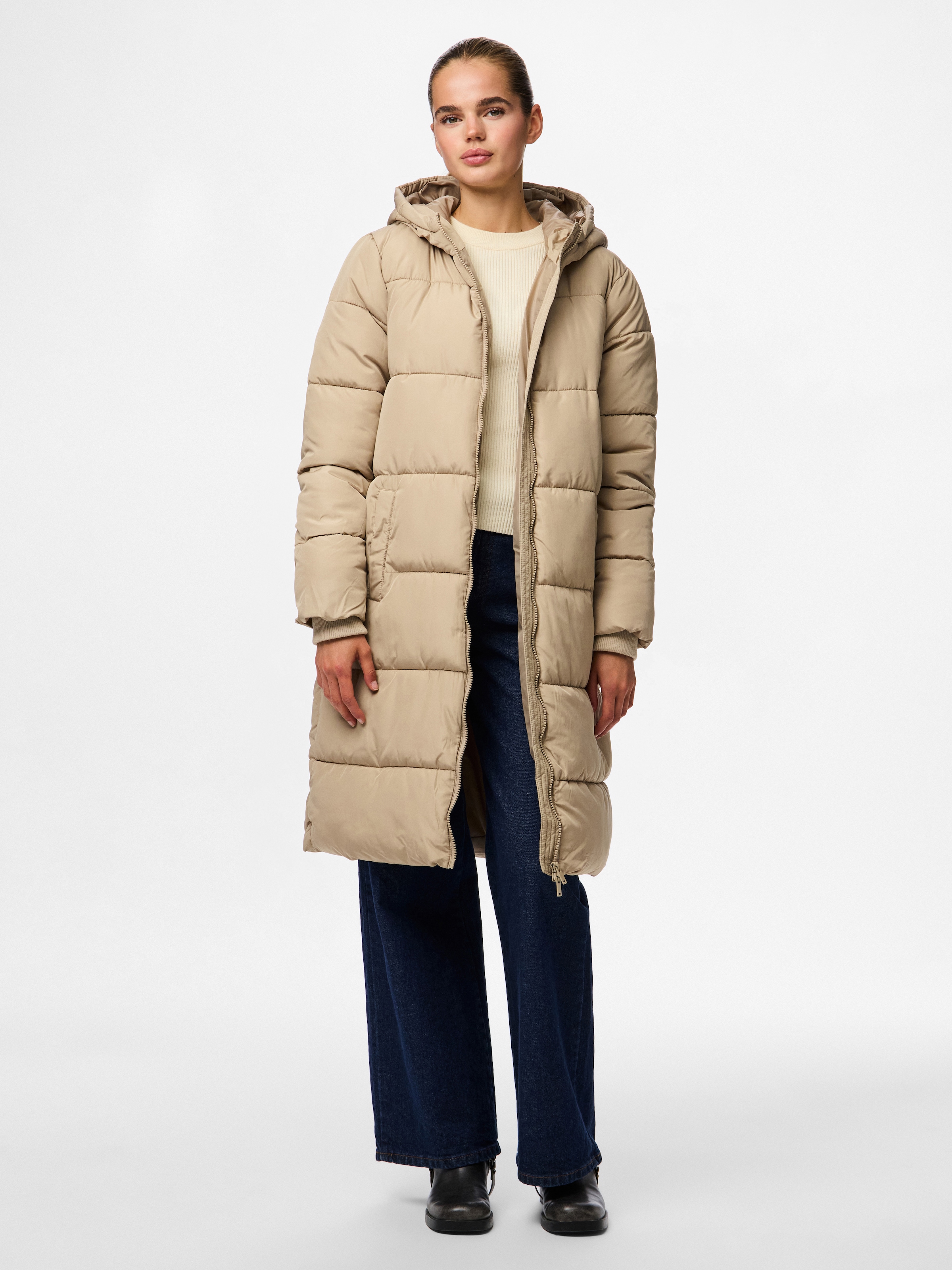 pieces Steppmantel »PCBEE NEW LONG PUFFER JACKET NOOS BC« Kunstfaser