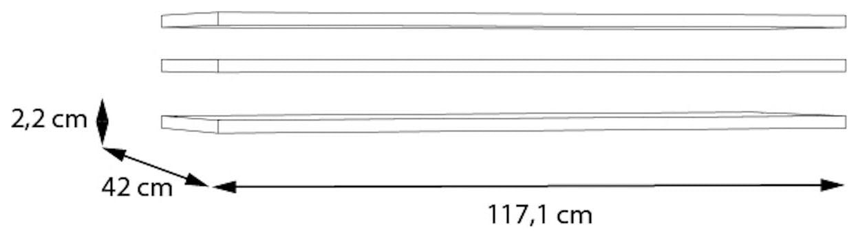 FORTE Tablette de rangement ensemble 3 pièces, largeur 117 cm