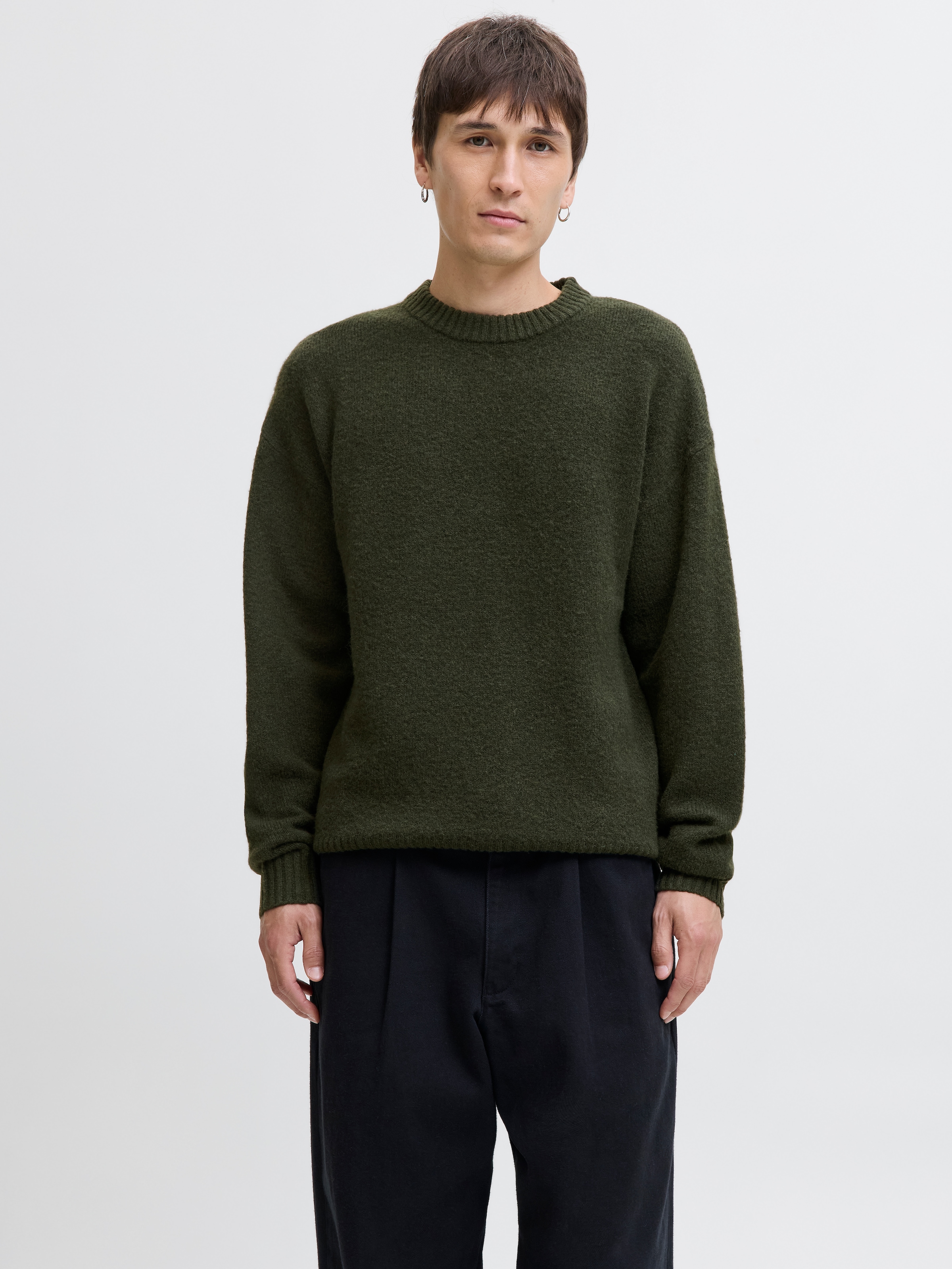 Jack & Jones Pull à col rond »JJESOHO OLLIE KNIT CREW NECK SN« mélange de matières, coupe décontractée