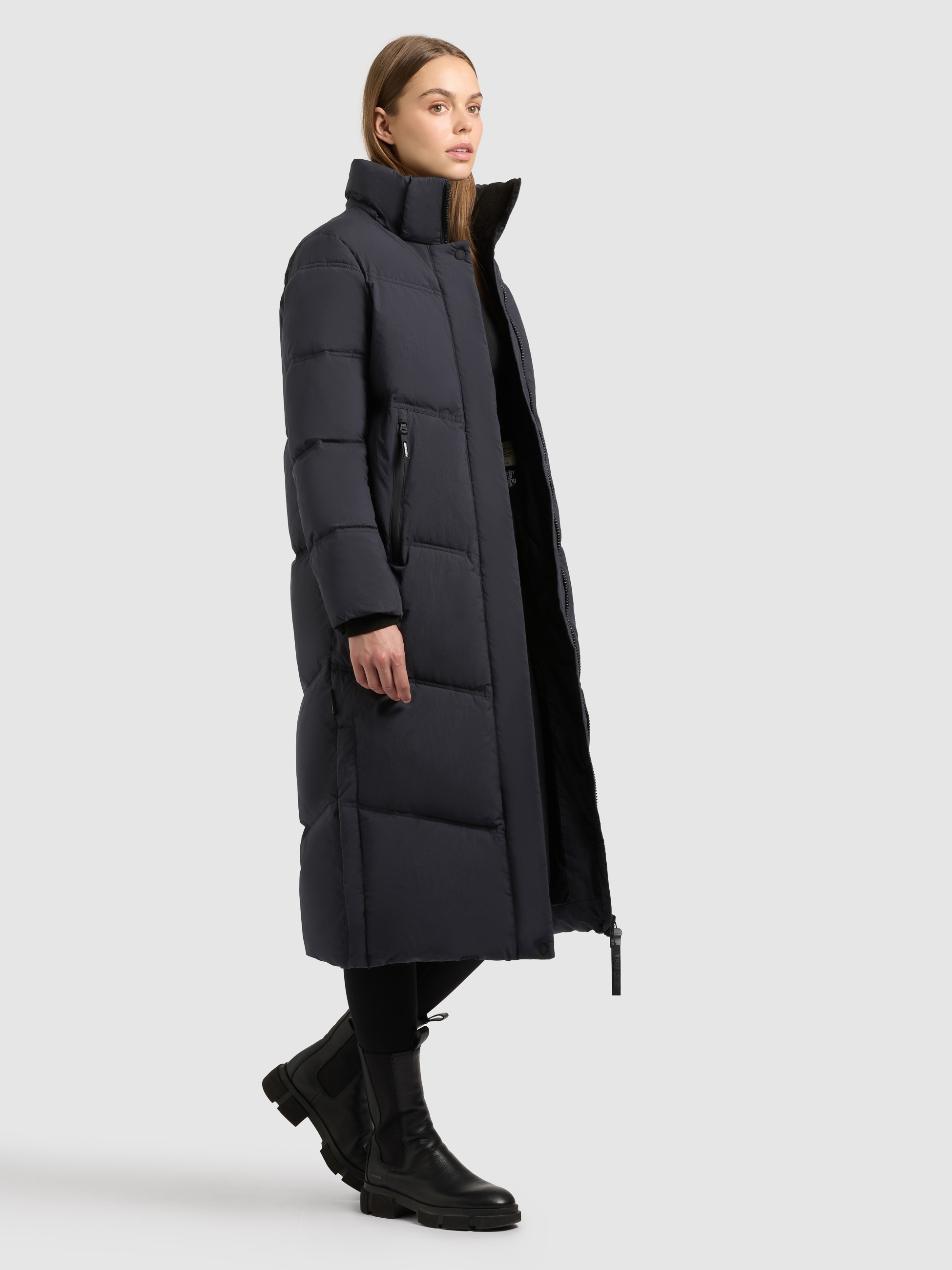 khujo Steppmantel »RITZ« praktische Seitenschlitze mit Reissverschluss, abnehmbare Kapuze