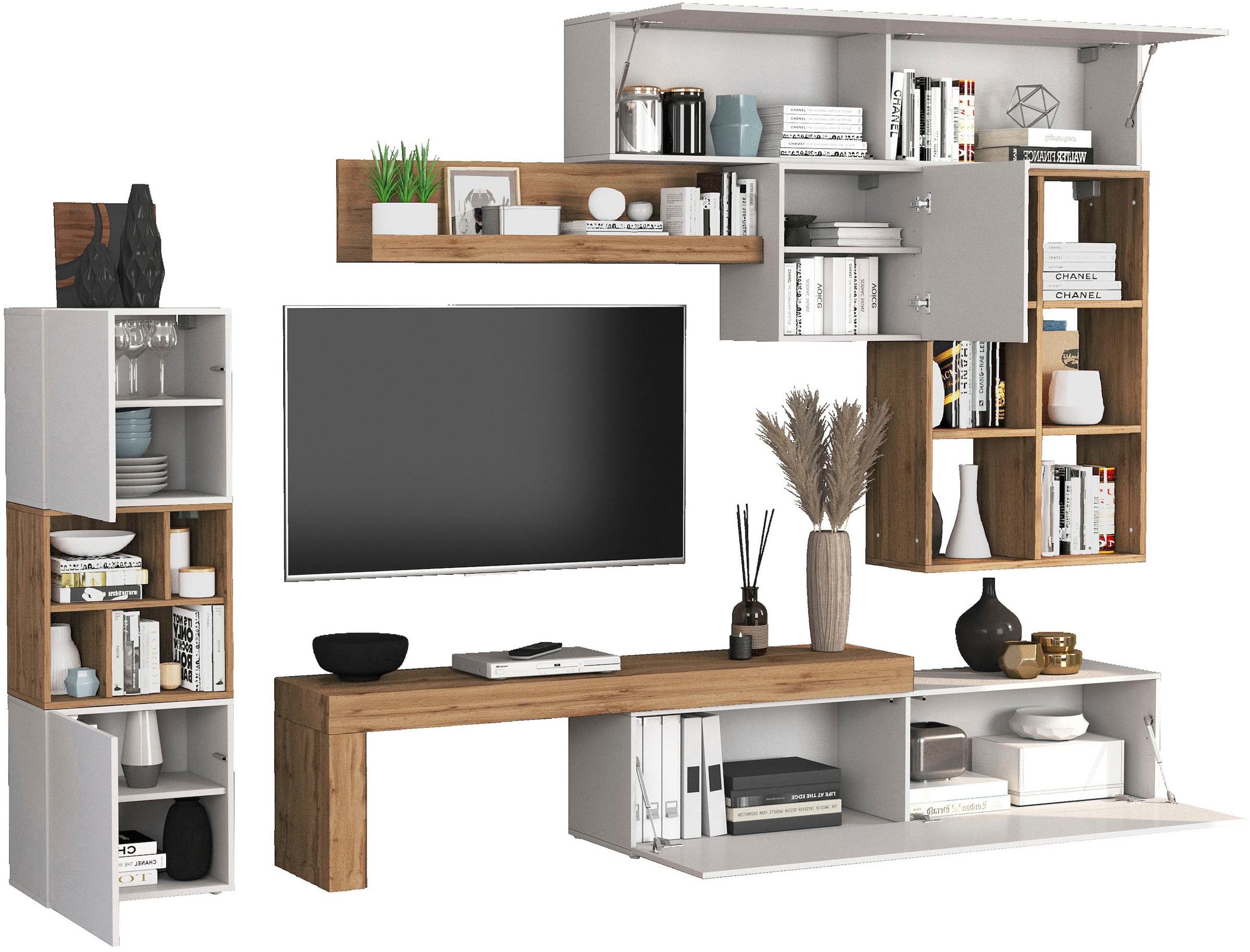 GOODproduct Wohnwand »Chronos Wohnwand, Medienwand, 8-er set« 8 Stk. tlg.