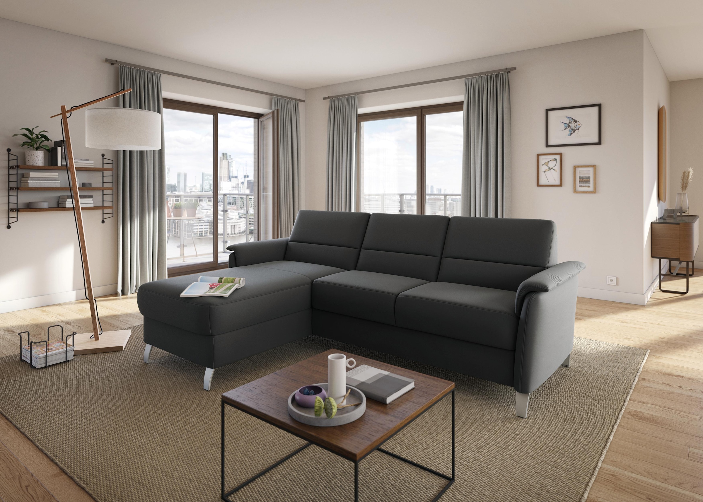 sit&more Ecksofa »Palmera L-Form, B: 244 cm« optional Bettfunktion & Bettkasten, Federkern