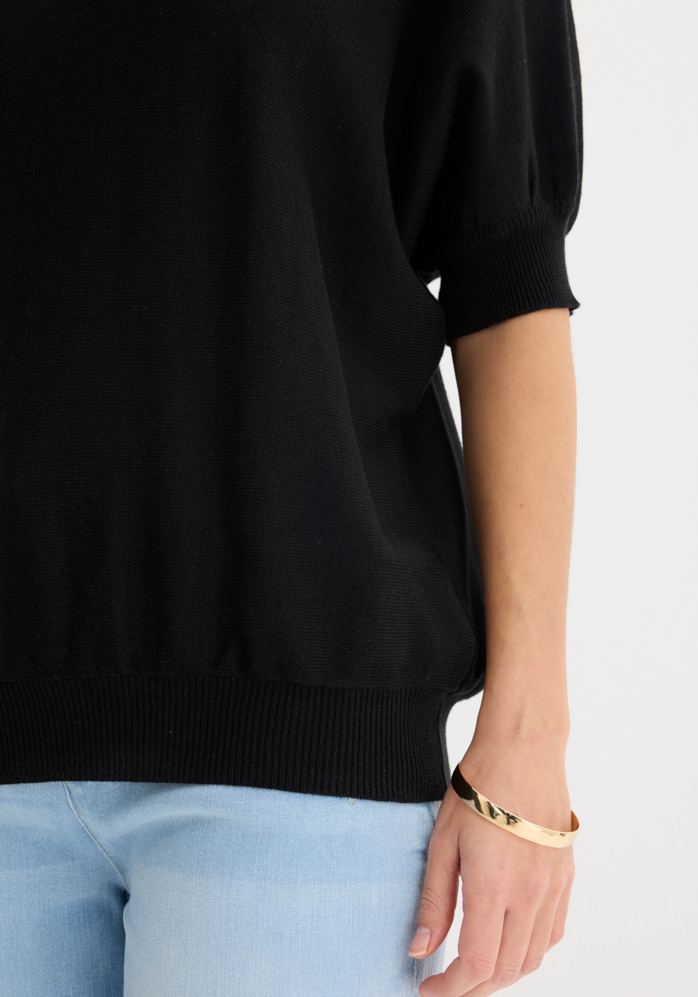 bonprix Pull en tricot aus Baumwoll-Mix, mit Rundhalsausschnitt, bequeme Passform