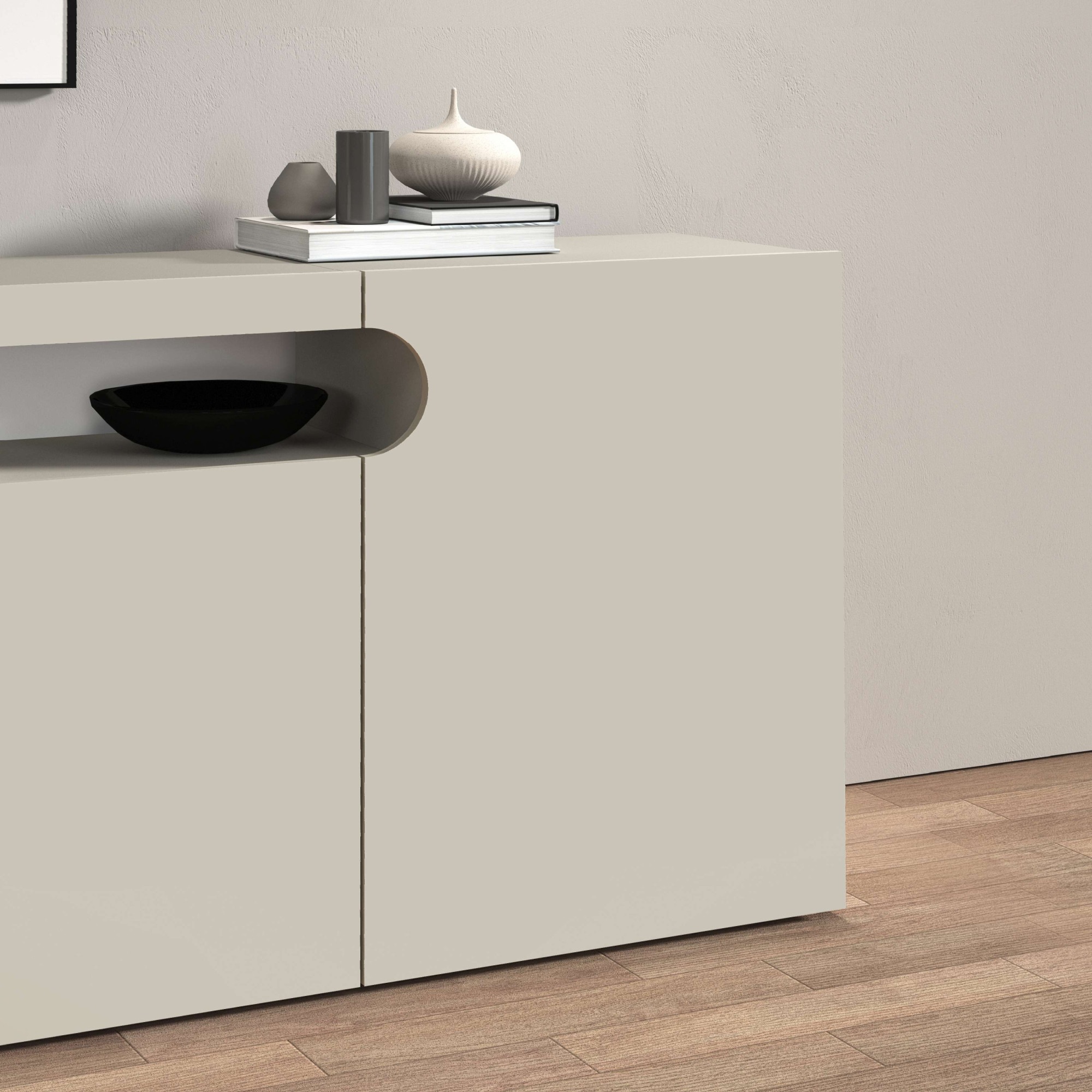 GOODproduct Lowboard »REAL,Lowboard,TV-Kommode,TV-Möbel,TV-Bank« 1 Stk. tlg. Mit 4 Türen, davon 2 abgerundet, die ein ovales offenes Fach bilden