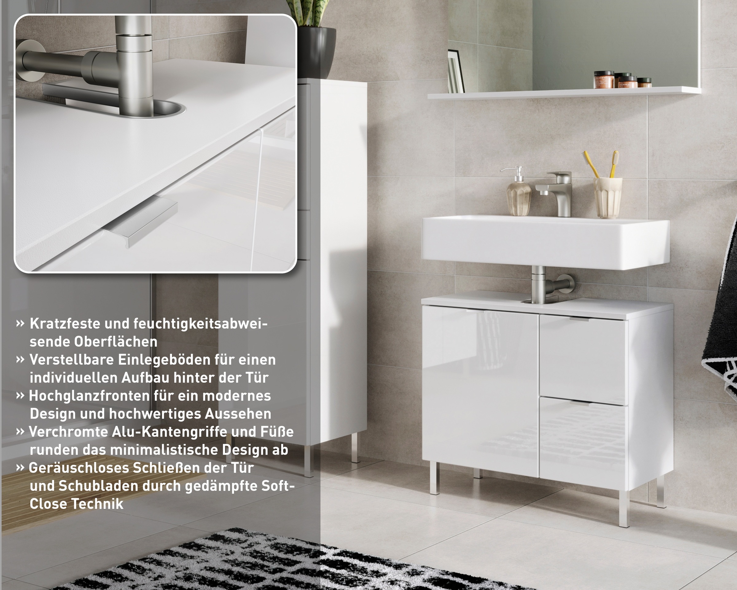 GERMANIA Waschbeckenunterschrank »GW-Mauresa« in 2 Breiten, mit Schublade (+ Klappe), Soft-Close, Made in Germany