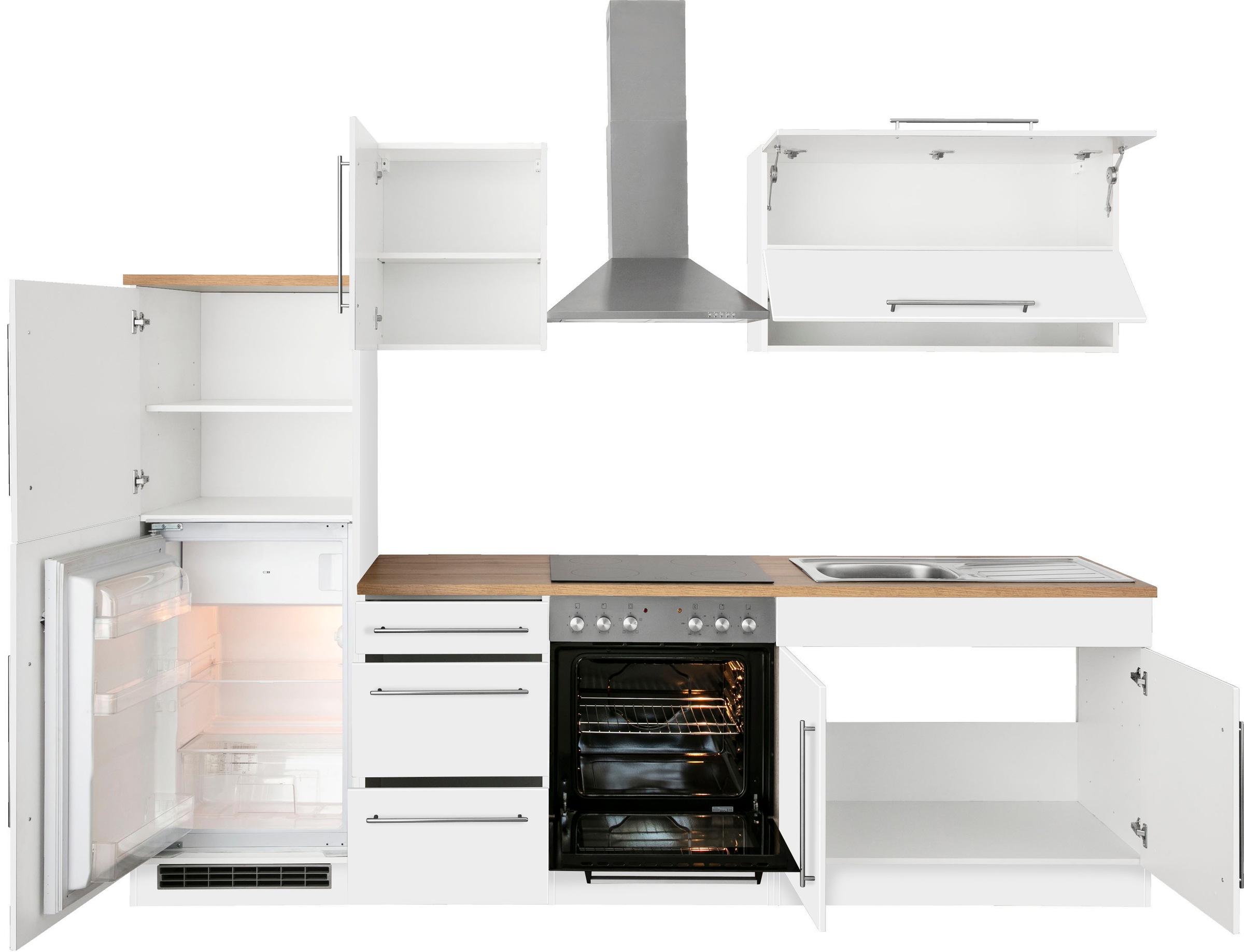 KOCHSTATION Kitchenette »KS-Samos« largeur 270 cm, avec appareils électroménagers en option, avec plan de travail