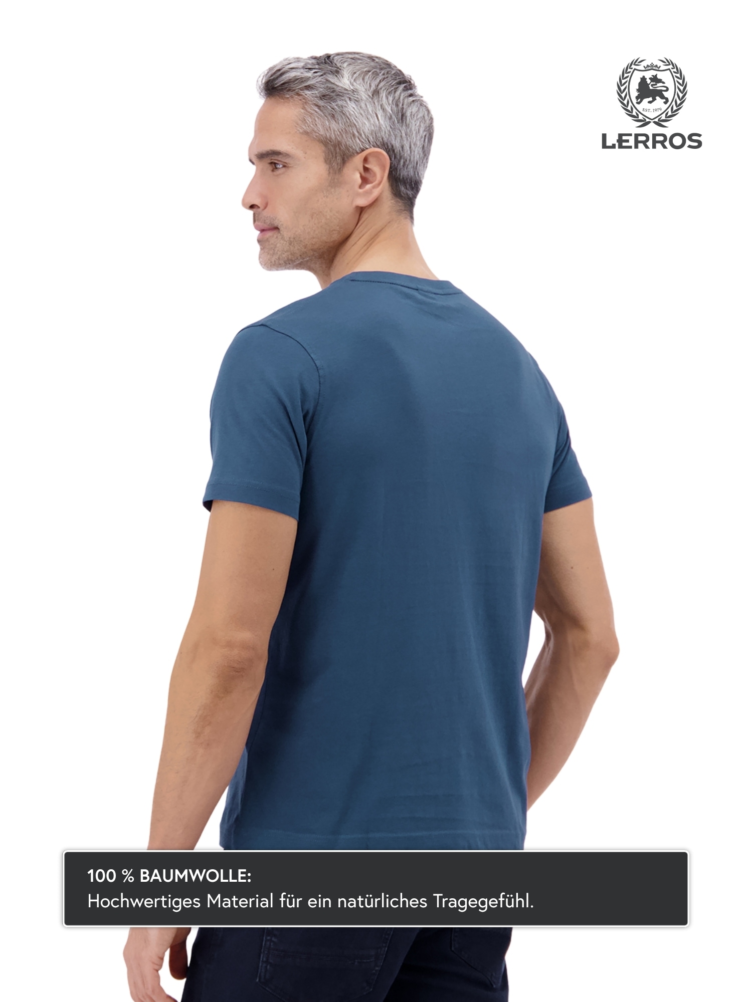 LERROS T-shirt »T-Shirt mit Rundhalsausschnitt« t-shirt homme 100% coton, uni, qualité jersey