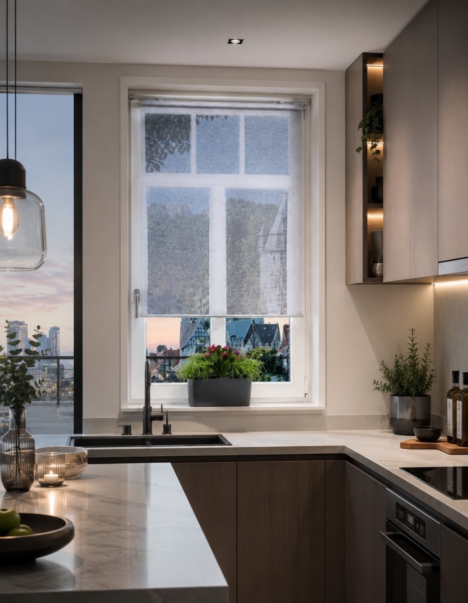 K-HOME Store à enrouleur semi-transparent Avec perçage / sans perçage suspendu librement