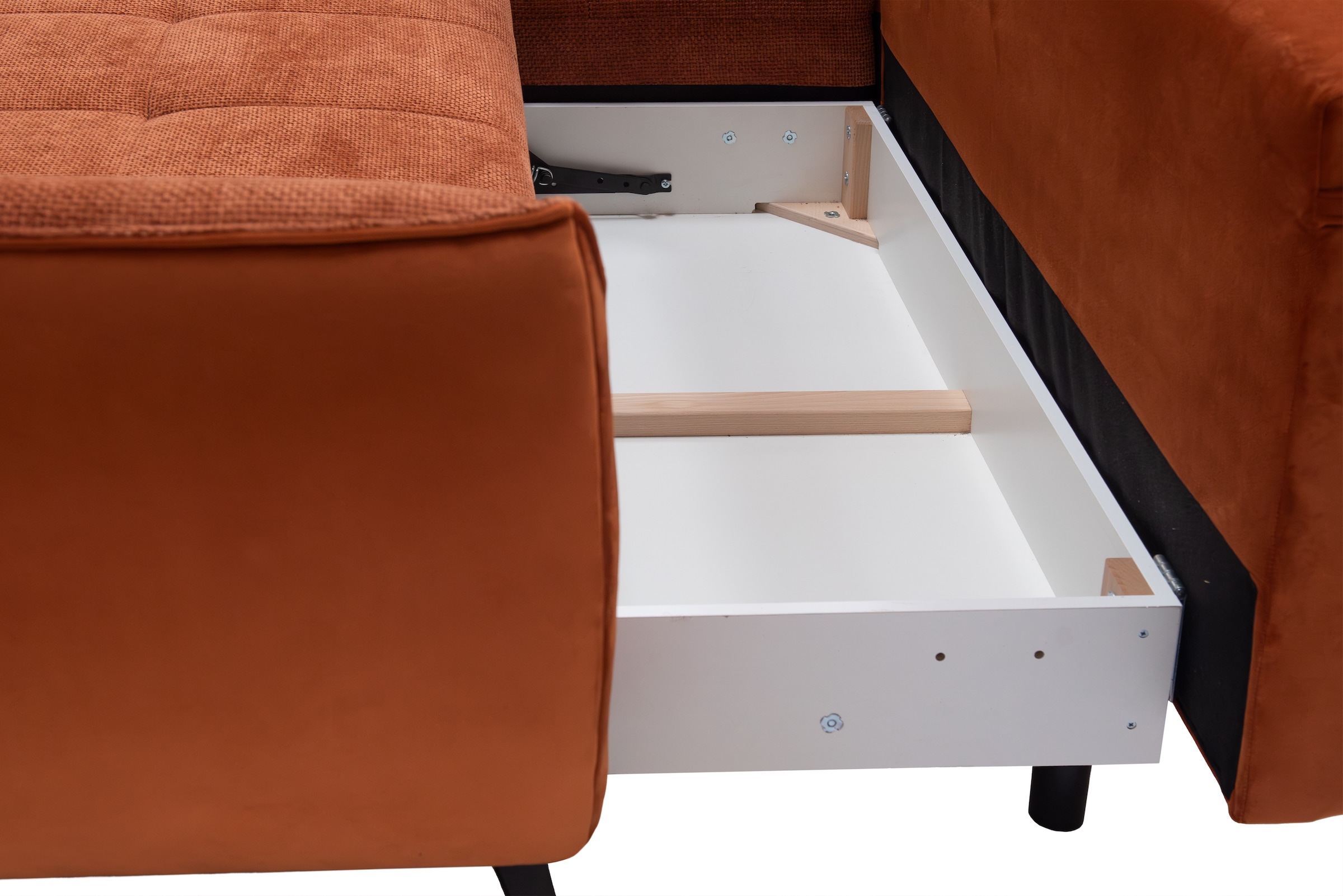 exxpo - sofa fashion Canapé d'angle »Midway mit einfacher Easy-Lift-Bettfunktion, bequem und modern« inkl. Bettfunktion und praktischem Bettkasten, L-Form