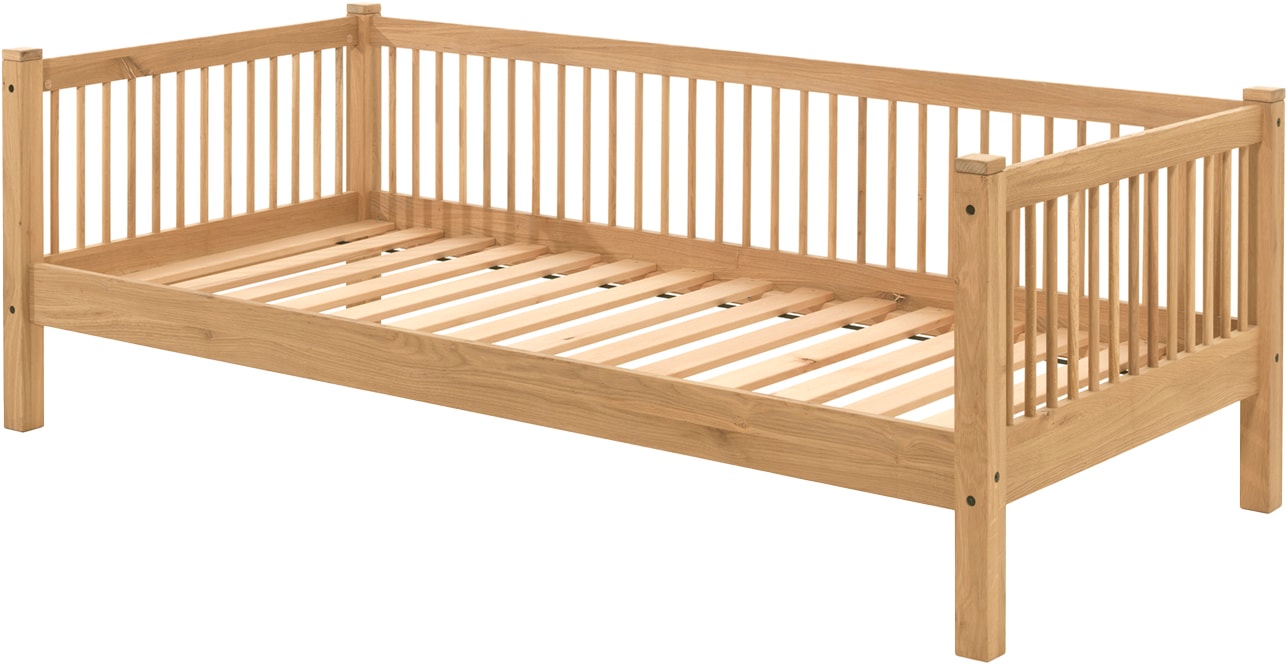 Vipack Einzelbett »Forrest 90/200 aus massiver Eiche, Oberfläche geölt, stabil gebaut« B/H/T ca. 207,5x68x97,5cm, inkl. Massivholz Rolllattenrost,  aus massiver Eiche geölt, LF 90x200 cm, wahlweise mit Bettschublade